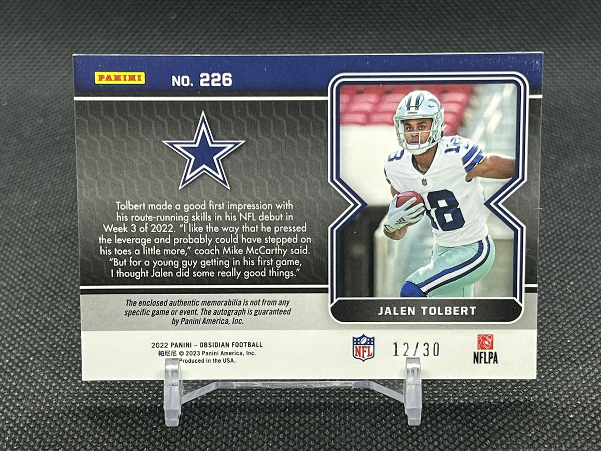 2022 Obsidian Jalen Tolbert FOTL RPA Purple Flood /30 Cowboys