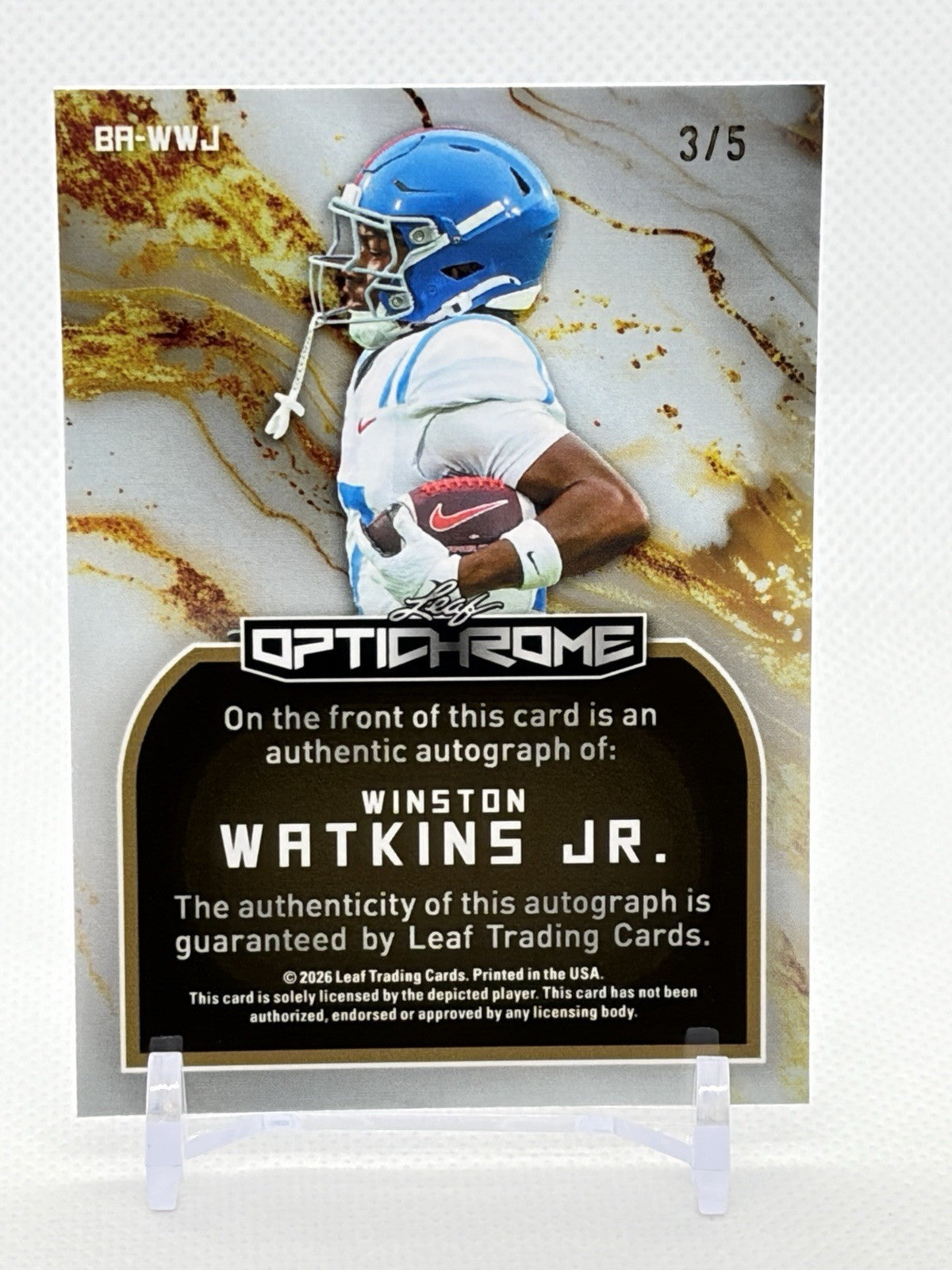 Winston Watkins Jr 2026 Leaf Optichrome Rookie Auto /4