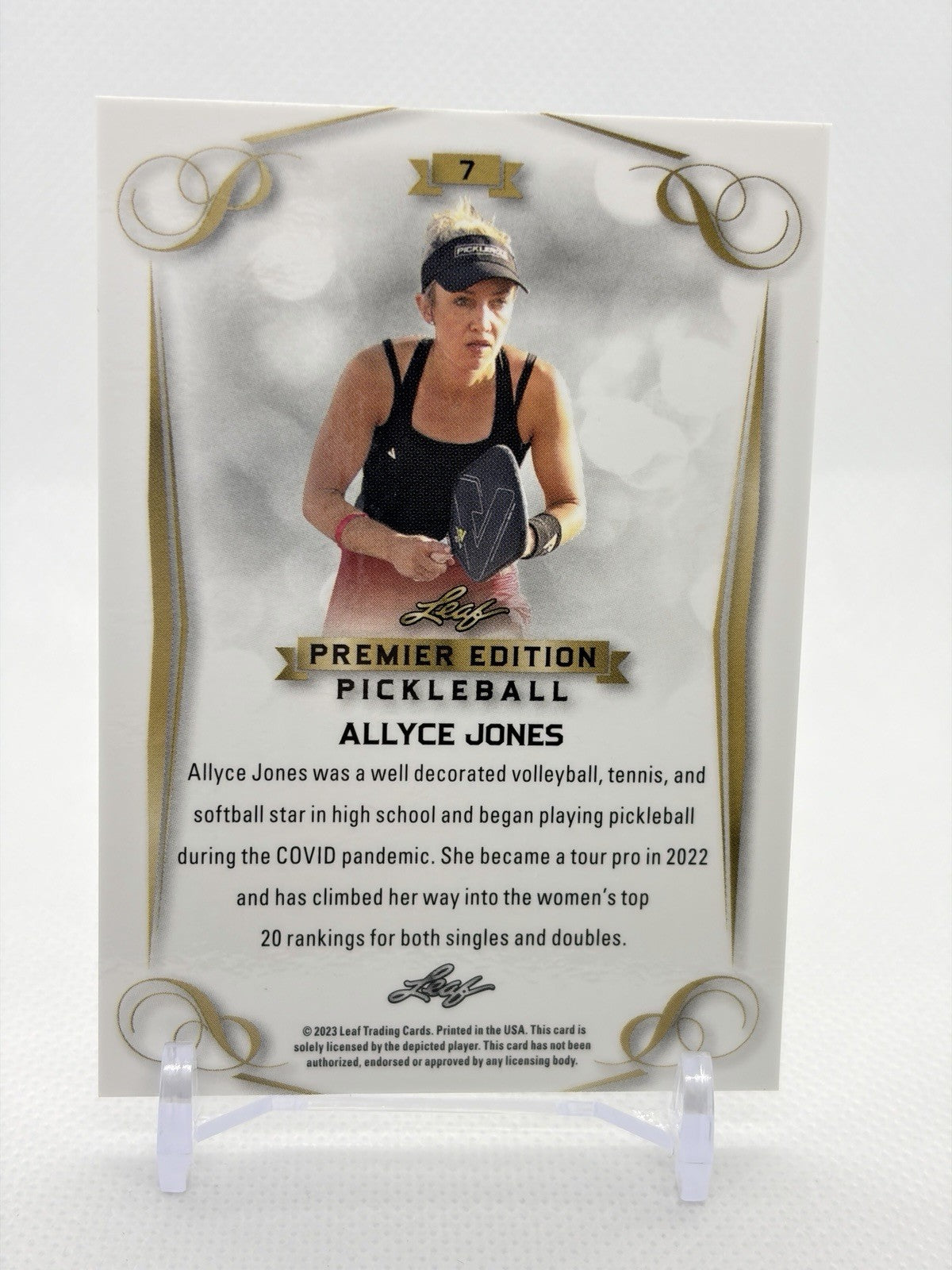 2023 Leaf Premier Pickleball Allyce Jones Silver Foil rookie card RC #7