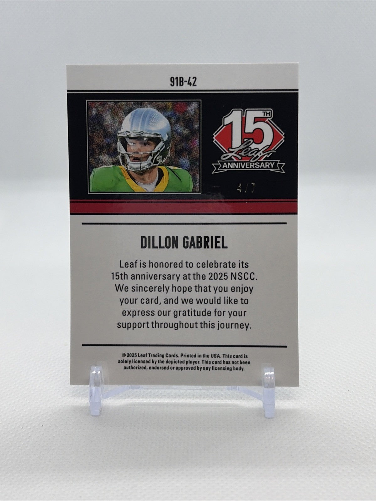 2025 Leaf 15th Anniversary NSCC Exclusive Dillon Gabriel Purple Shimmer #/7