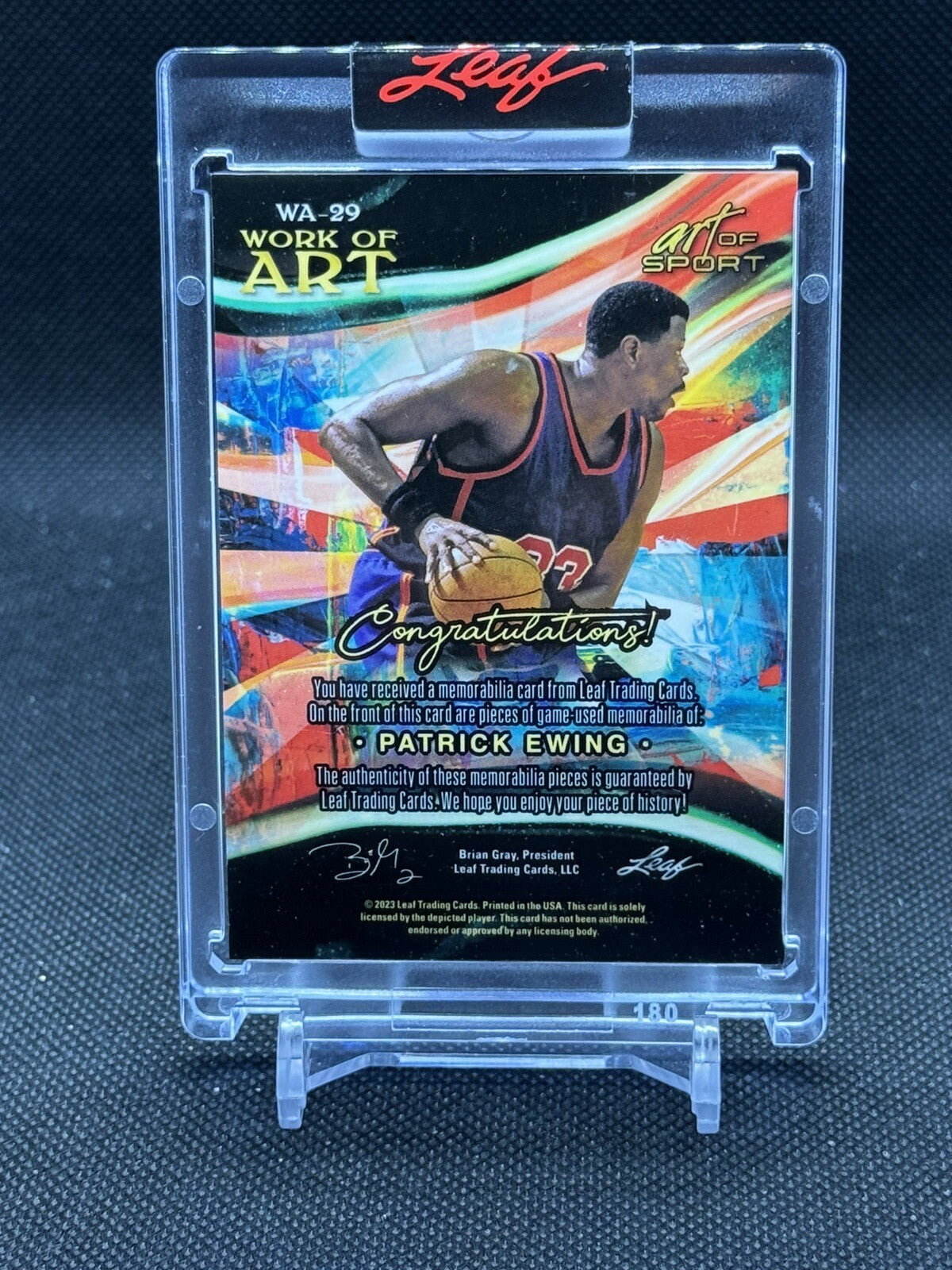 PATRICK EWING #/35 2023 LEAF ART OF SPORT WORK OF ART TRIPLE RELIC
