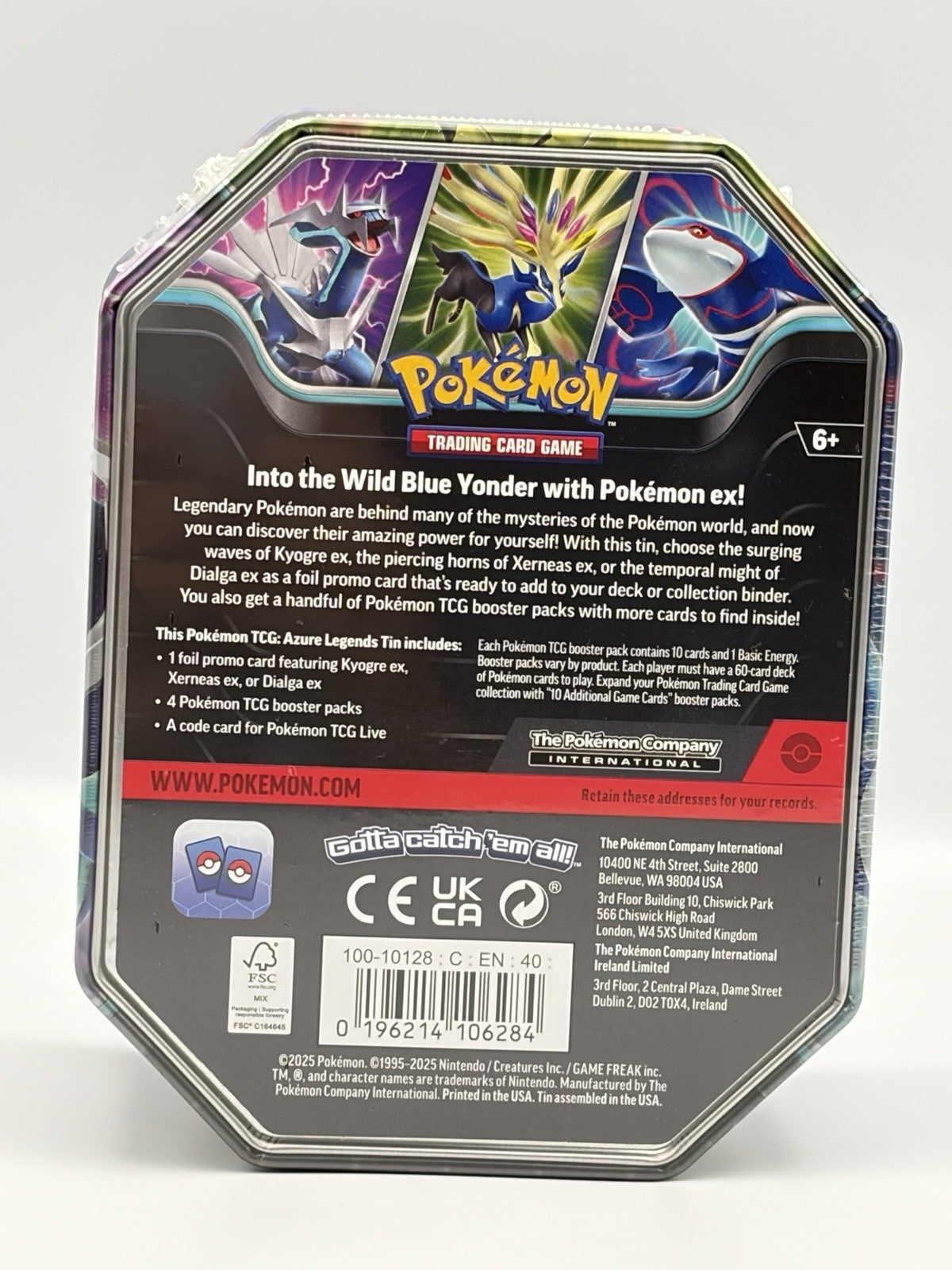 Pokémon Azure Legends Tin Kyogre EX Factory Sealed