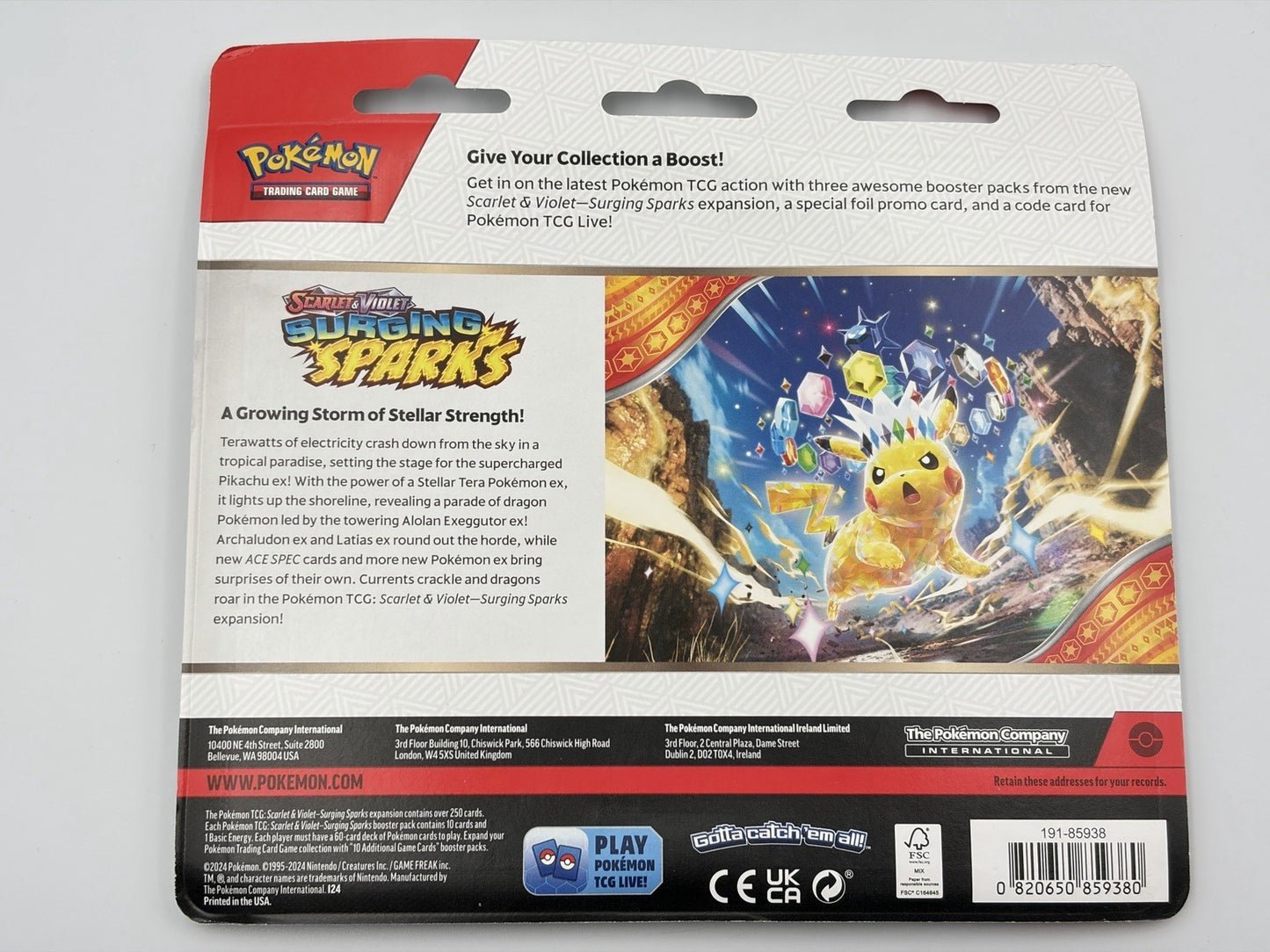 Pokemon Scarlet & Violet Surging Sparks 3-Pack Blister |Zapdos |