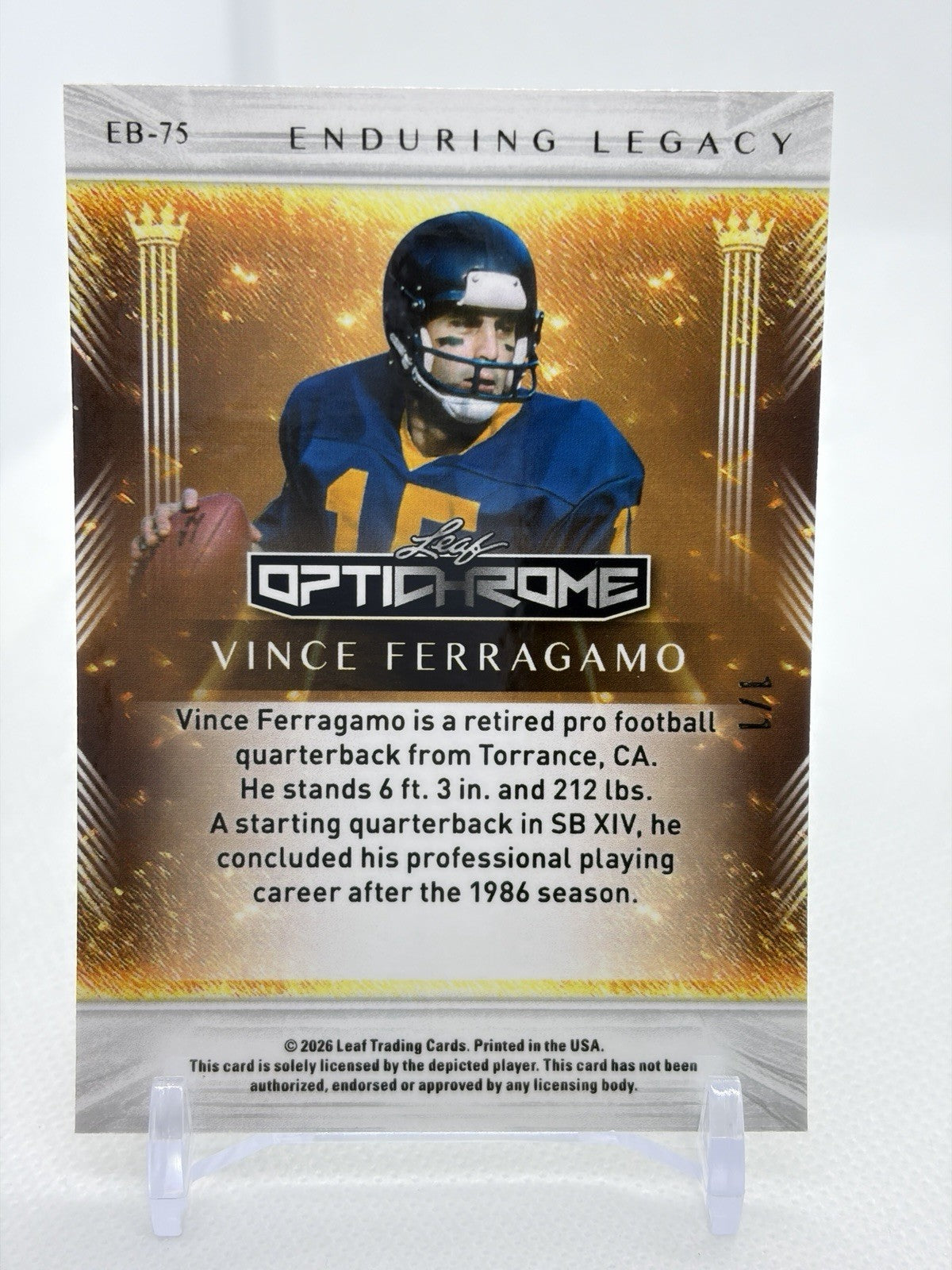 LEAF 2026 OPTICHROME VINCE FERRAGAMO ENDURING LEGACY EB-75 GOLD Vinyl 1/1