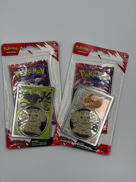 Pokémon  TCG Destined Rivals Checklane Blister Pack Eevee & Zarude (2 Booster packs)