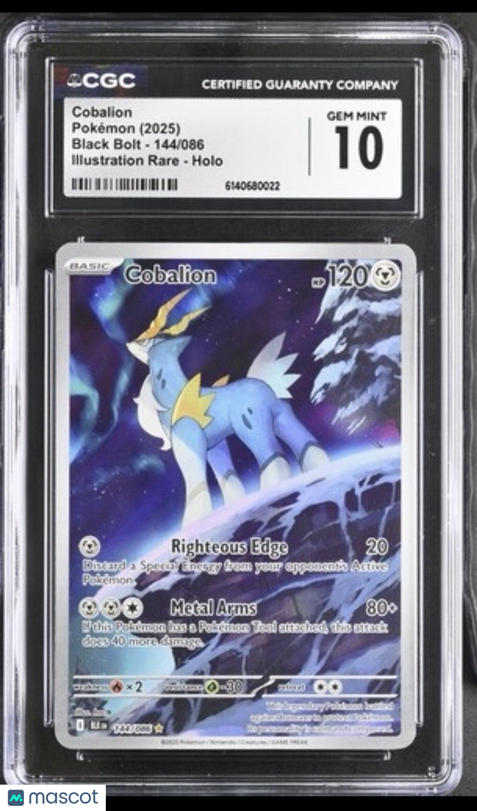 Cobalion IR 144/086 Black Bolt CGC 10 Gem Mint