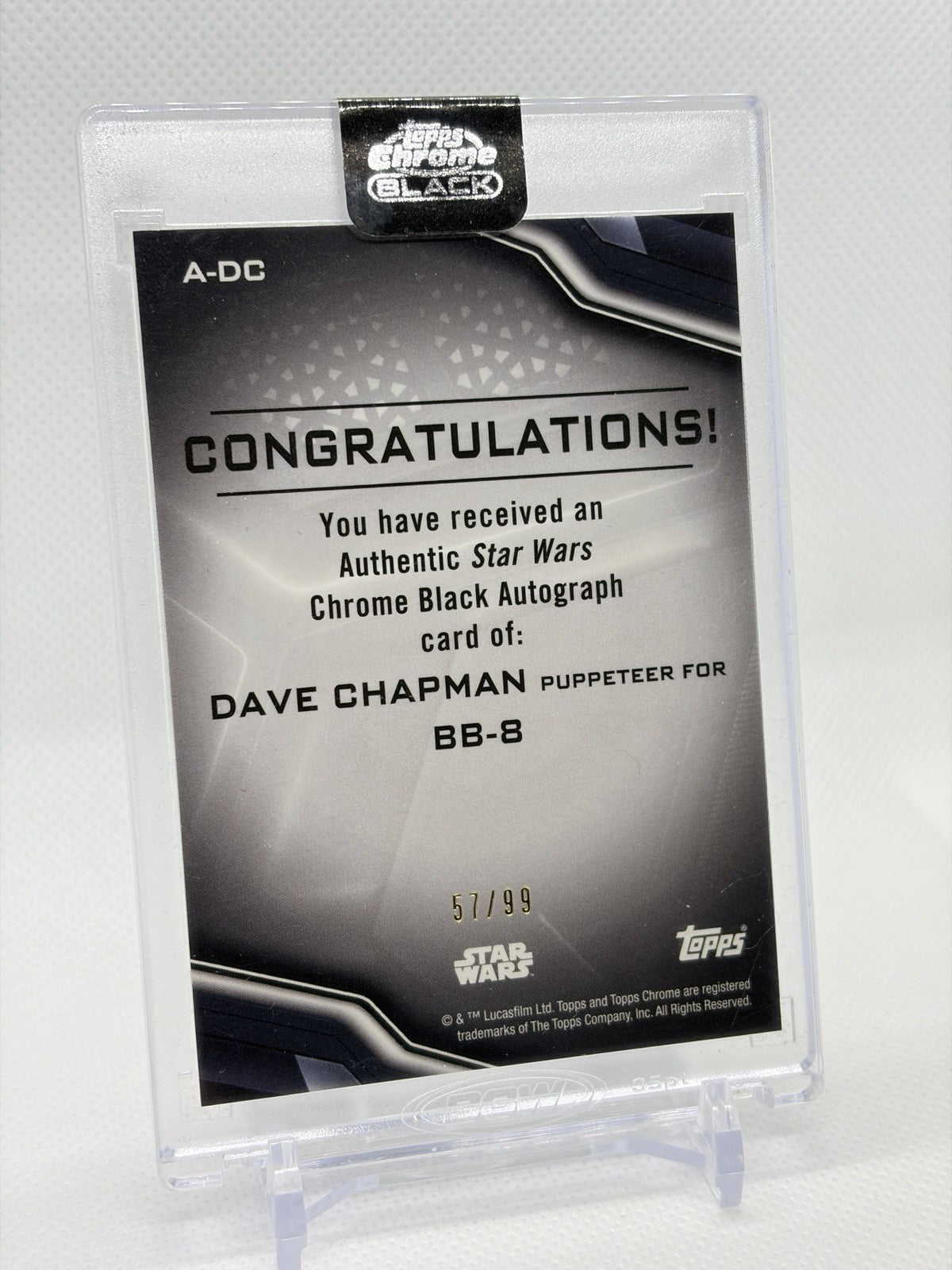 2022 Topps Chrome Black Star Wars Green Refractor /99 Dave Chapman BB-8 Auto