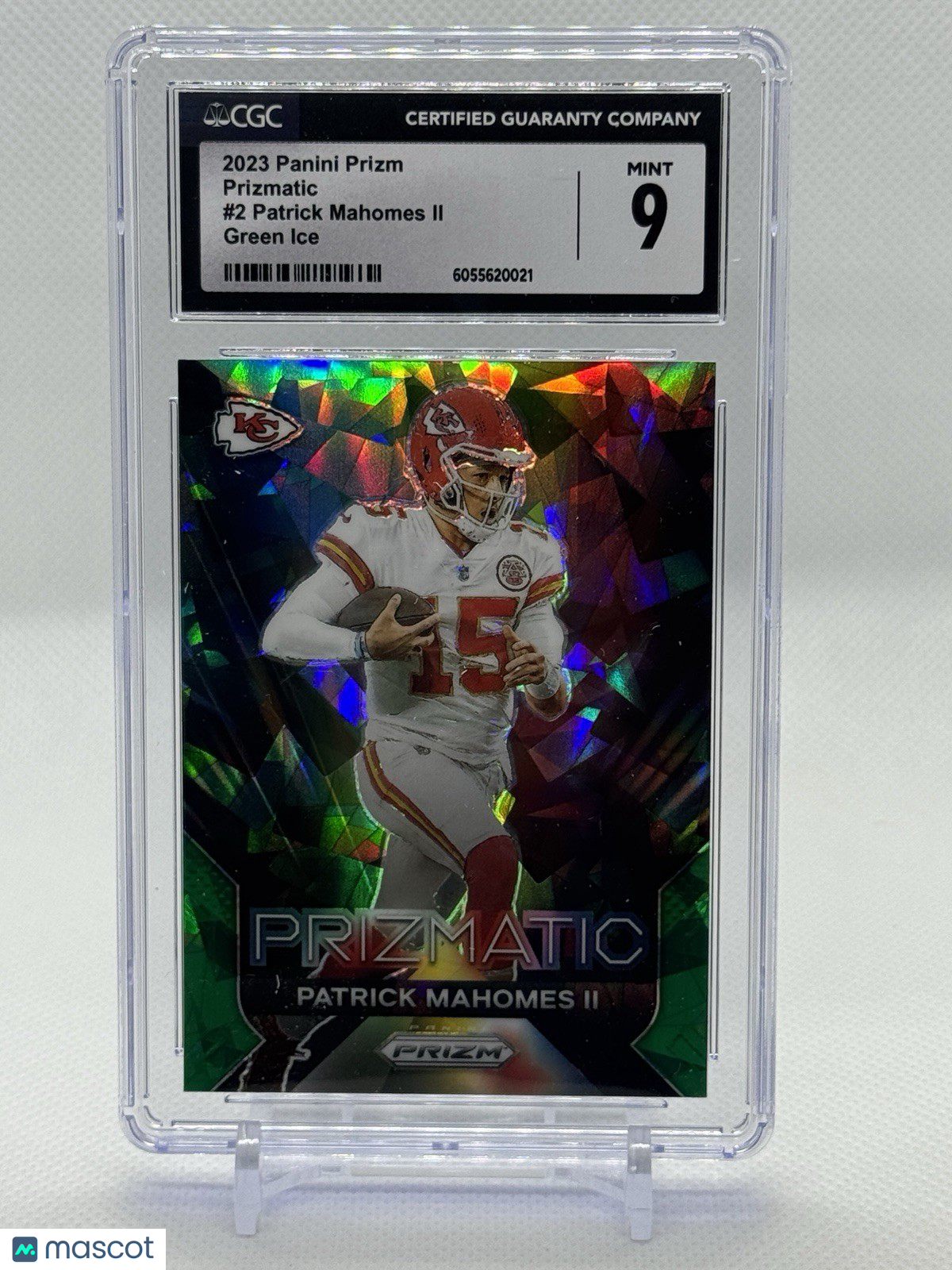 2023 Panini Prizm #2 Patrick Mahomes II Prizmatic Green Ice Prizm CGC 9