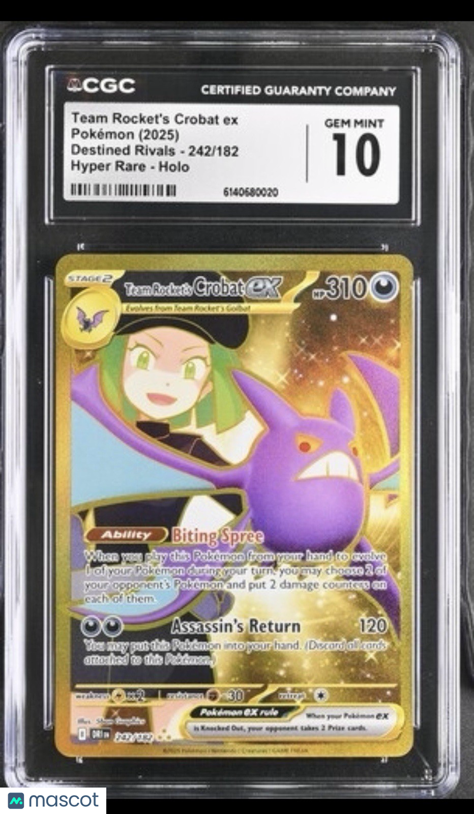 CGC 10 Team Rocket’s Crobat ex 242/182 Hyper Rare Holo Pokemon Card