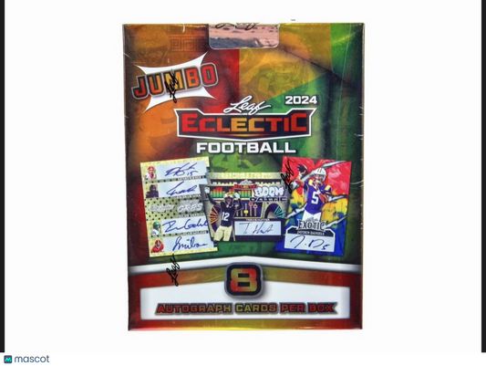 2024 Leaf Eclectic Football Jumbo Box Factory Sealed - 8 Autos