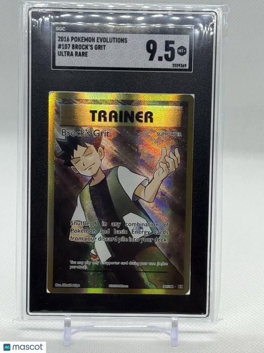 2016 Pokemon Evolutions Brock's Grit Trainer #107 Holo SGC 9.5