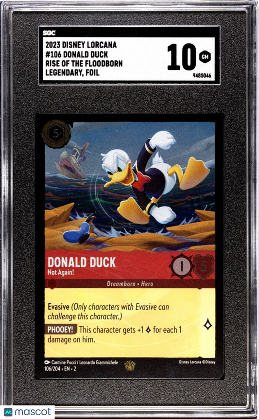 Donald Duck - Not Again!  106/204 Foil Lorcana Rise of the Floodborn GM SGC 10