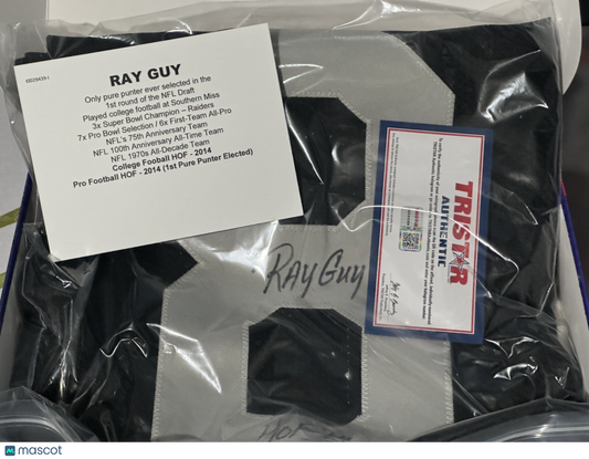 Ray Guy Oakland Raider Autographed Jersey Tristar COA 2014 HOF.