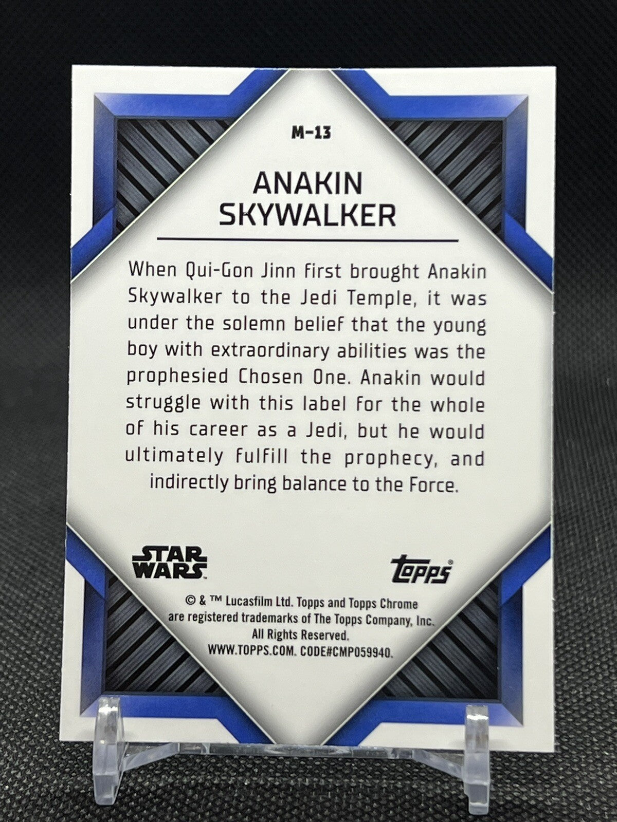 2023 Topps Chrome Star Wars Anakin Skywalker "The Chosen One" Monikers M-13