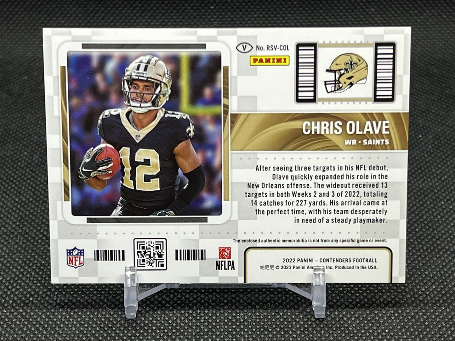 CHRIS OLAVE 2022 Panini Contenders Variation Patch Saints RSV-COL