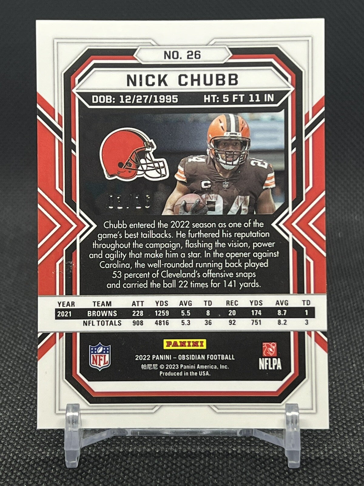 2022 Obsidian Nick Chubb Purple Flood Electric Etch #/16 - Browns