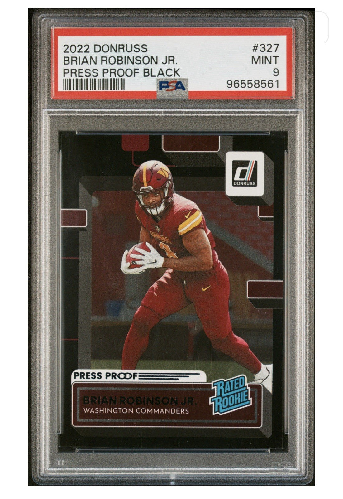 2022 Donruss Football Brian Robinson JR. PSA 9 BLACK PRESS PROOF /10 POP 2