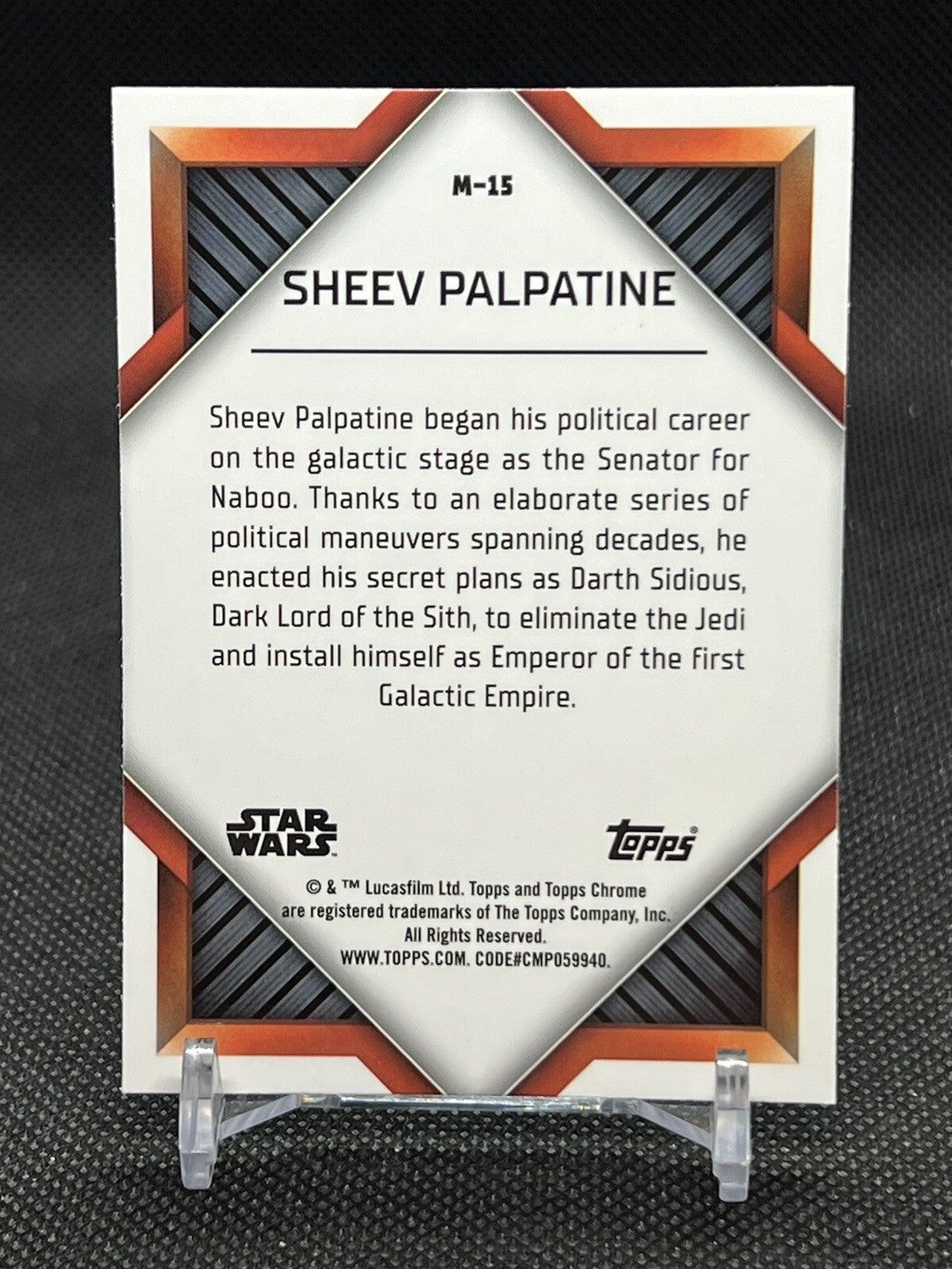 2023 Topps Chrome Star Wars Monikers Insert #M-15 Sheev Palpatine