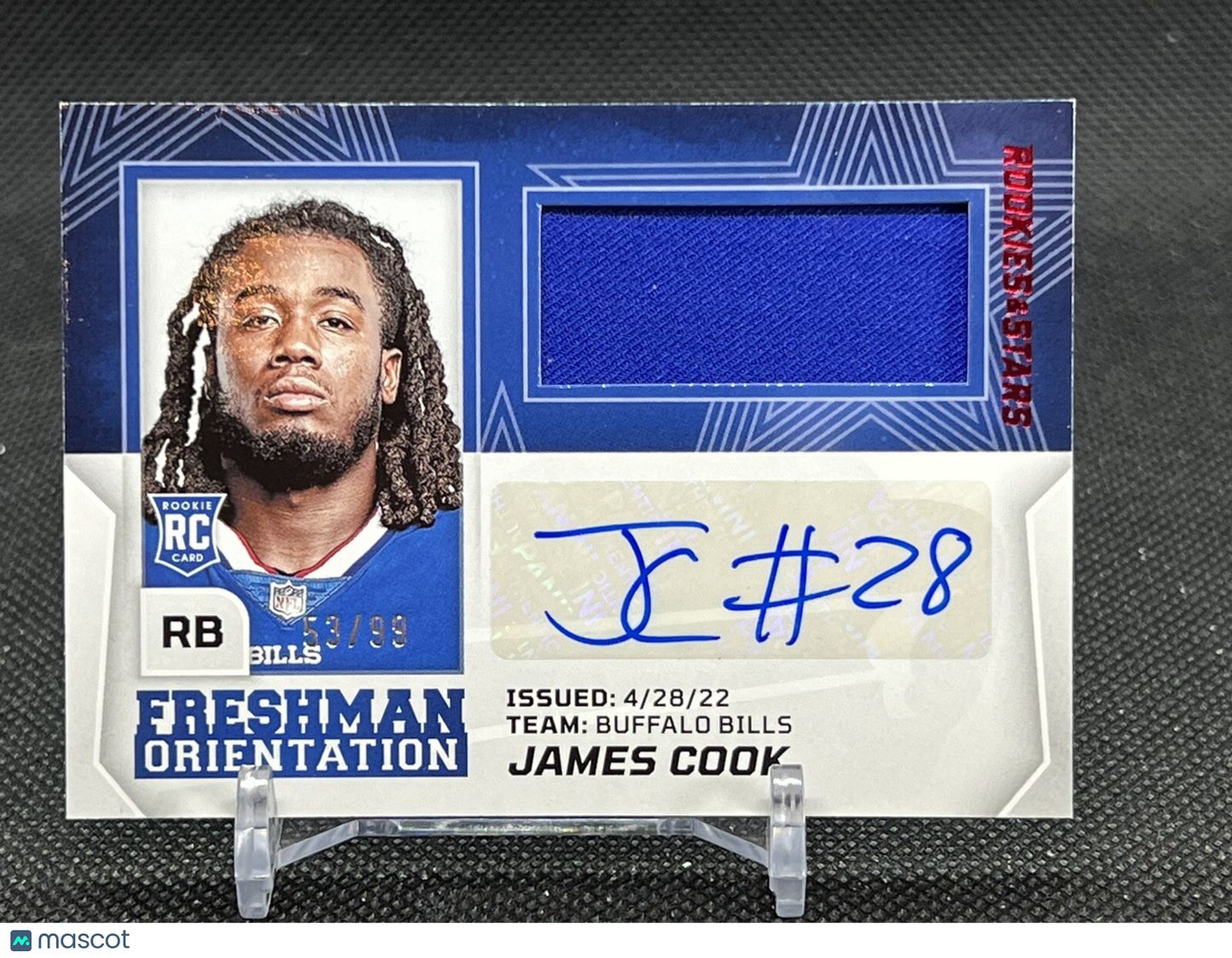 2022 Rookies & Stars James Cook Freshman Orientation RPA /99 RC #FO-JC - Bills