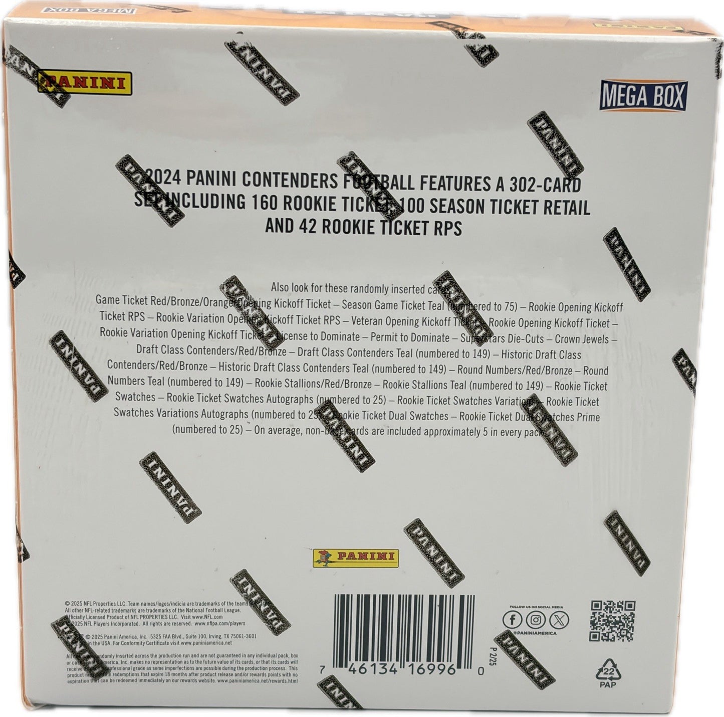 2024 Panini Contenders Football Mega Box - 1 Auto & 2 Mem per Box.