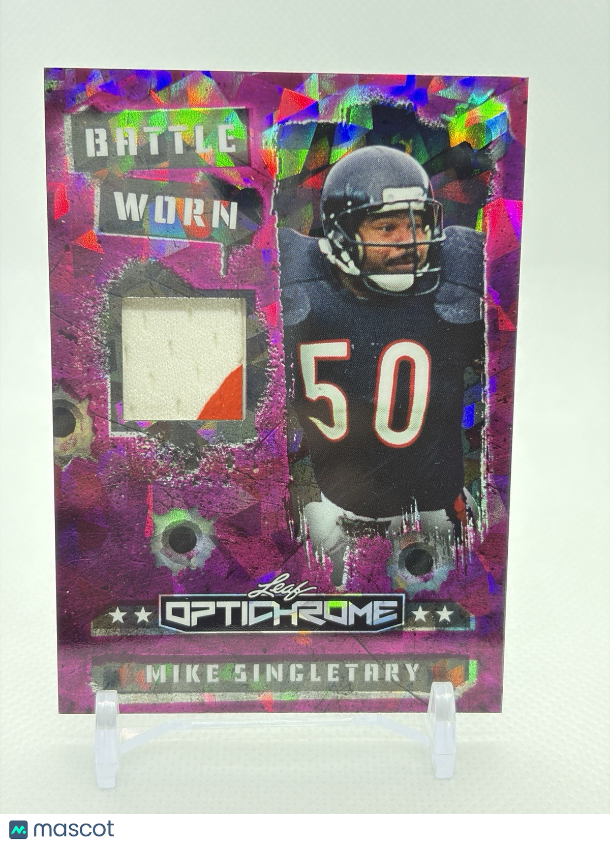 2026 Leaf Optichrome - Mike Singletary Battle Worn Game Used Pink Crystal /6