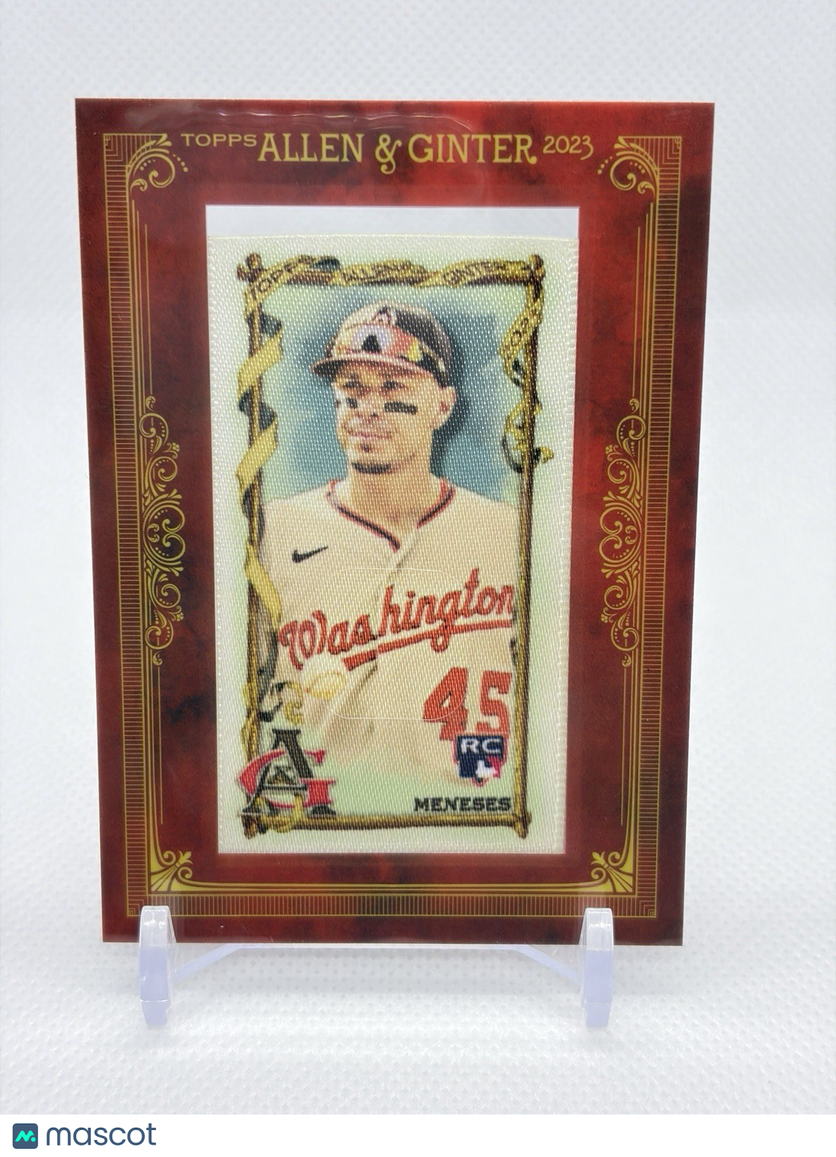 2023 Topps Allen & Ginter #9 Joey Meneses Mini Framed Cloth Nationals Rookie /10