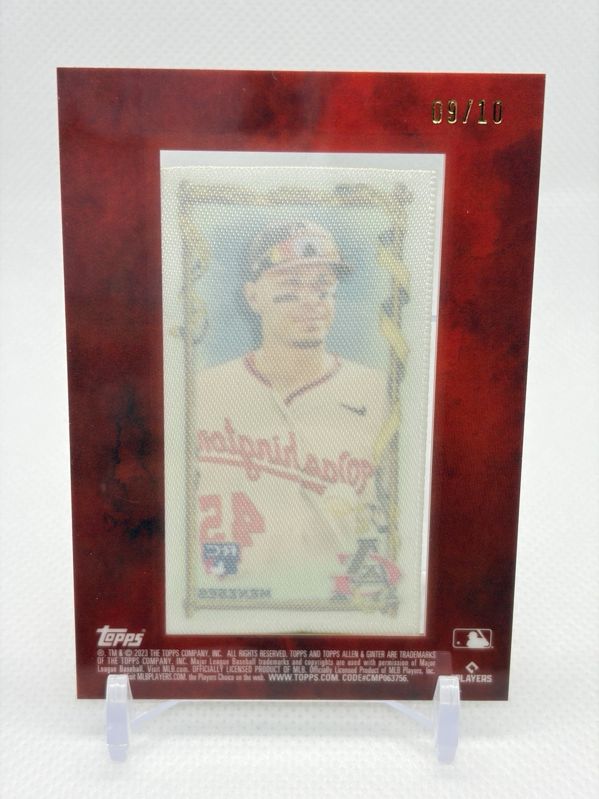 2023 Topps Allen & Ginter #9 Joey Meneses Mini Framed Cloth Nationals Rookie /10