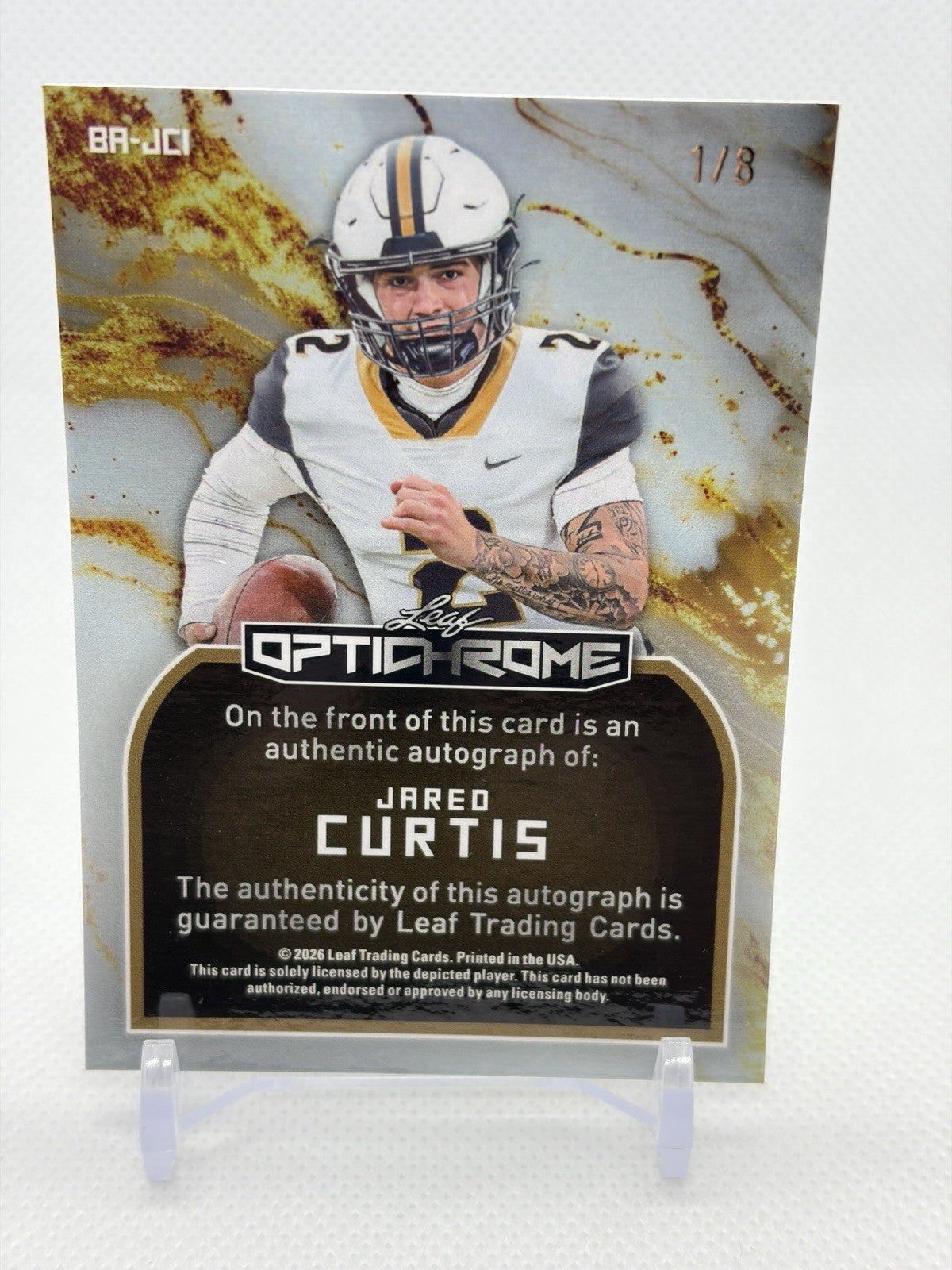 Leaf 2026 Optichrome Jared Curtis NCAA Football Auto Hard Signed #BA-JC1 /8