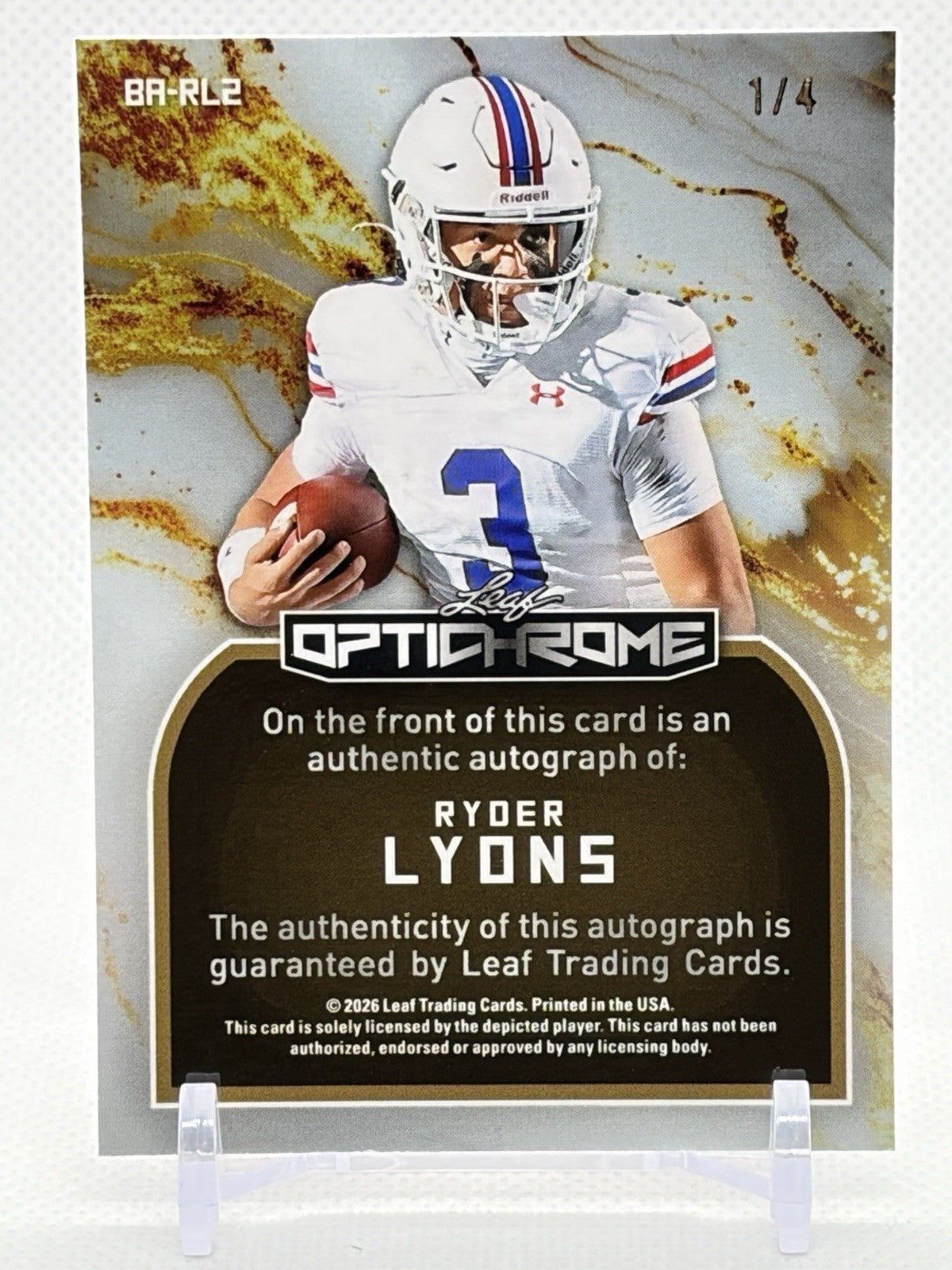 2025 Leaf Optichrome Ryder Lyons Auto /4  #BA-RL2