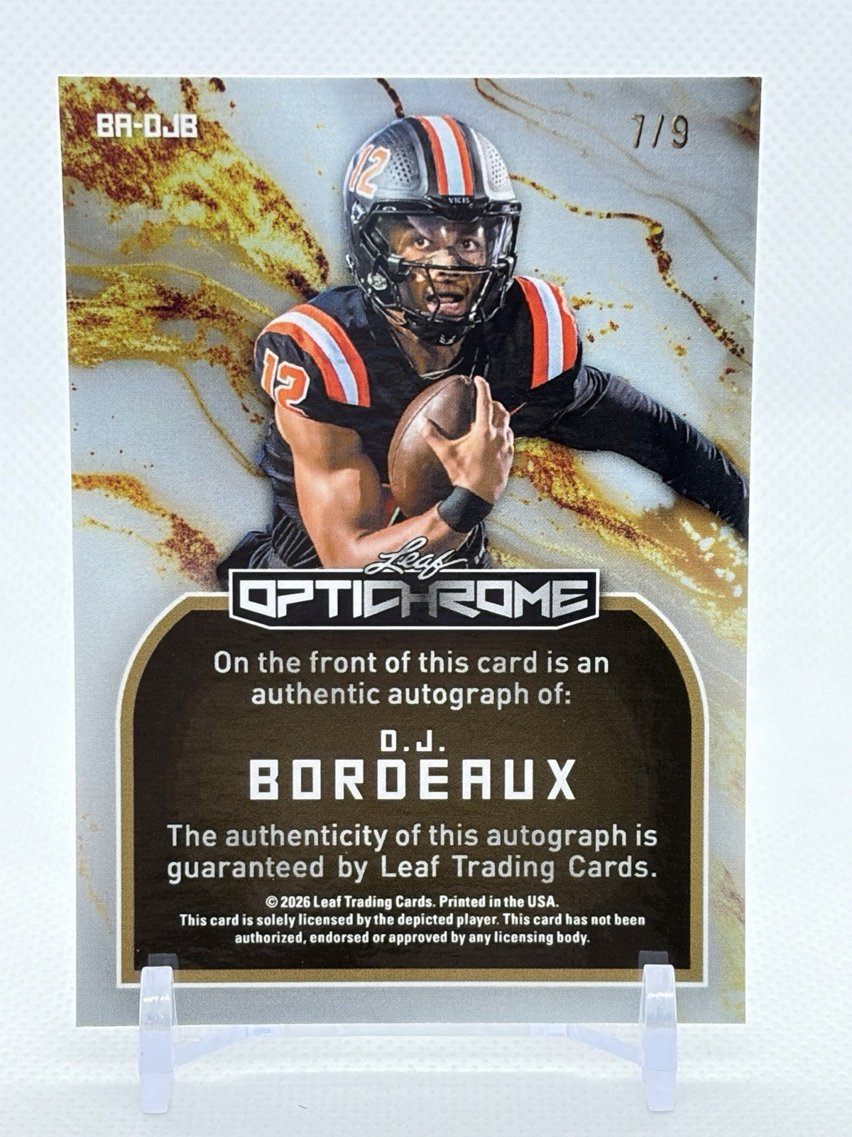 2026 Leaf Optichrome D.J. Bordeaux /9 Auto #BA-DJB