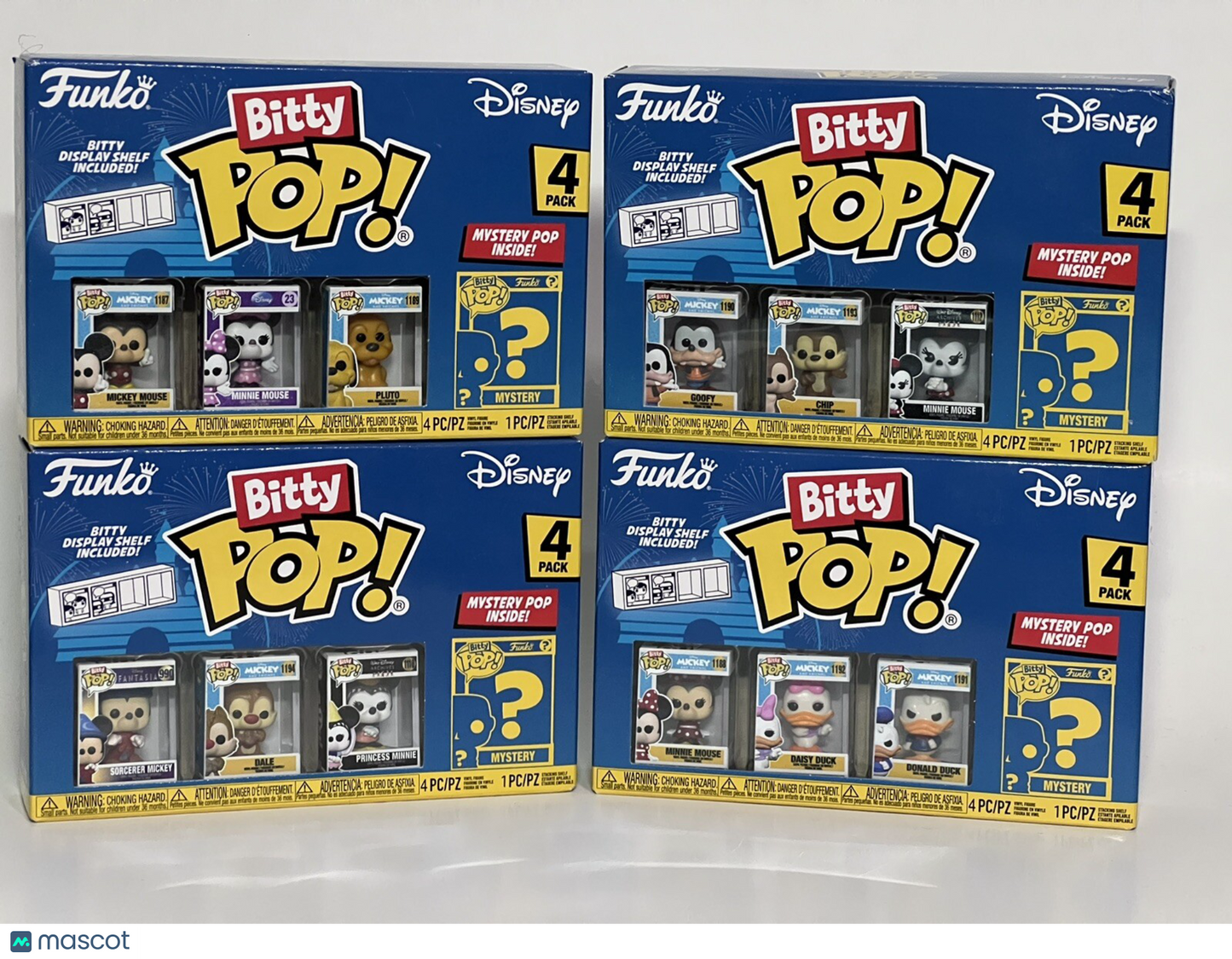 FUNKO BITTY POP!: DIsney  COMPLETE Base set + Mystery Character - Lot Of 4