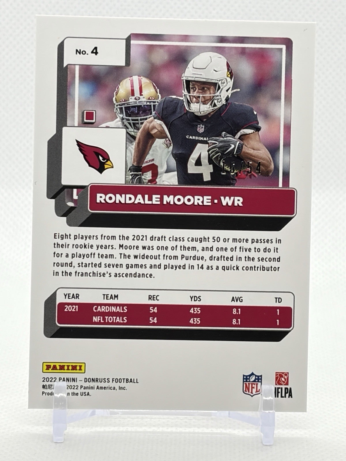 2022 Panini Donruss Season Stat Line /54 Rondale Moore #4