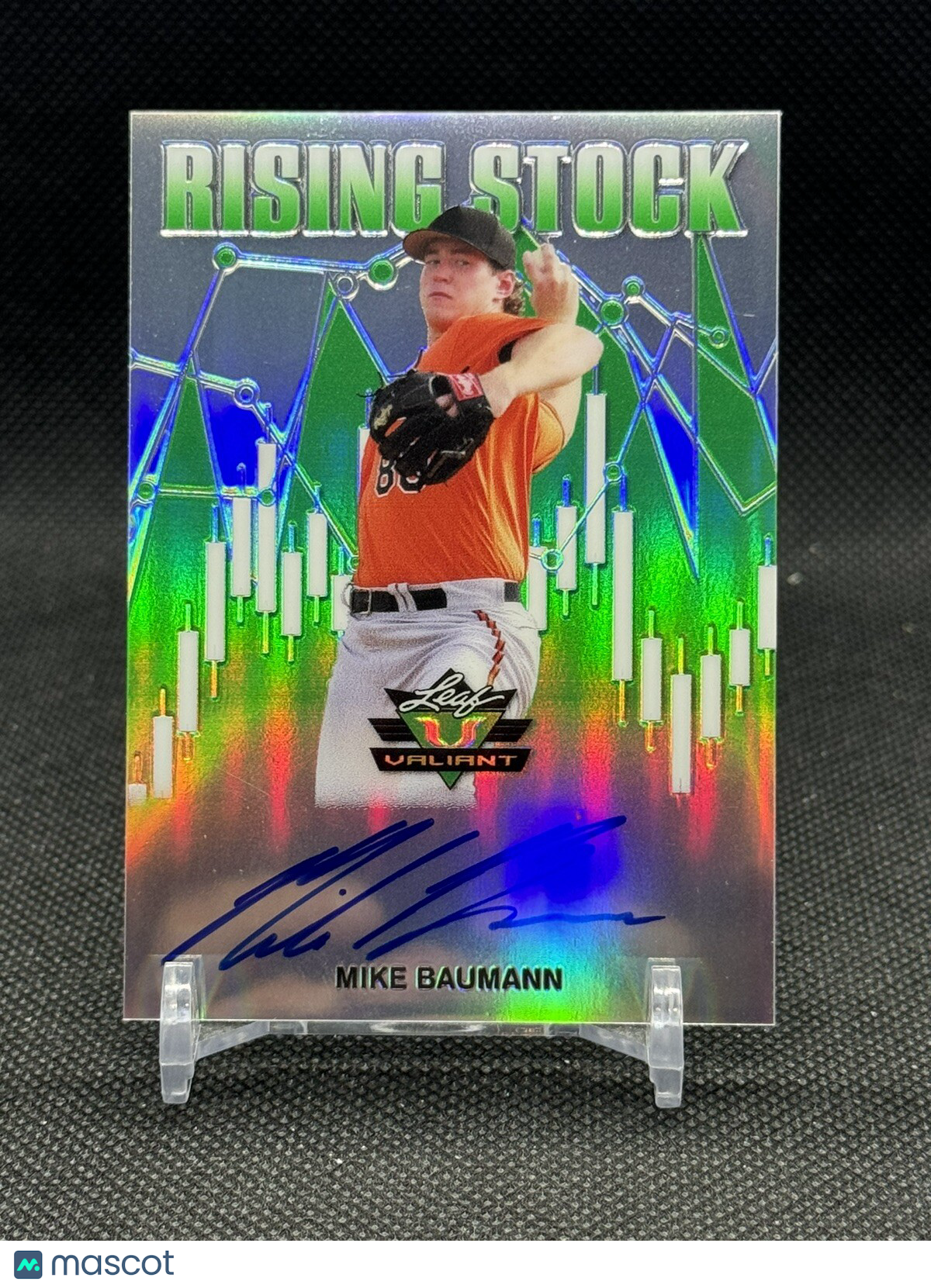 MIKE BAUMANN 2019 LEAF VALIANT BASEBALL ON CARD AUTO /75