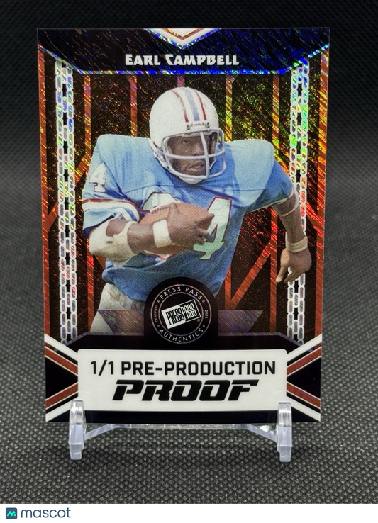 2024 Leaf Collective Pre-production Proof 1/1 Earl Campbell Press Pass