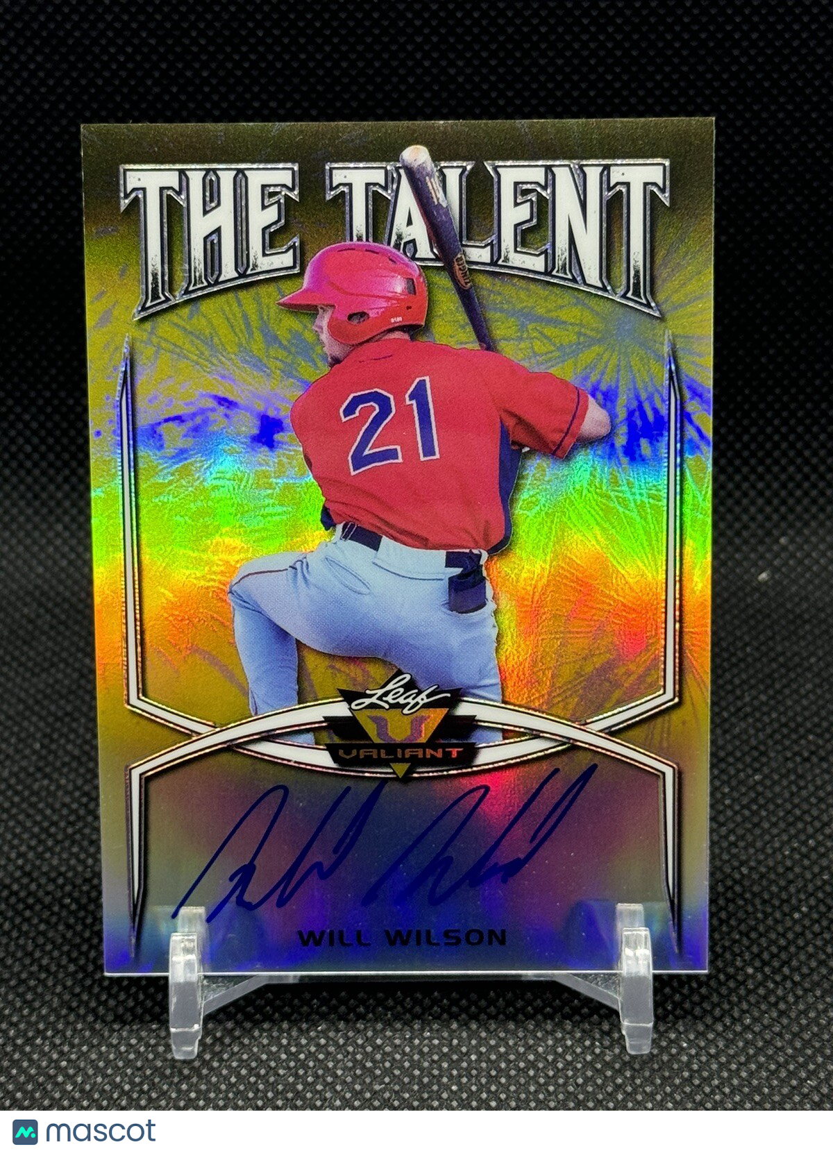 Will Wilson 2019 Leaf Valiant YELLOW GOLD Refractor Autograph Auto #d /10 GIANTS