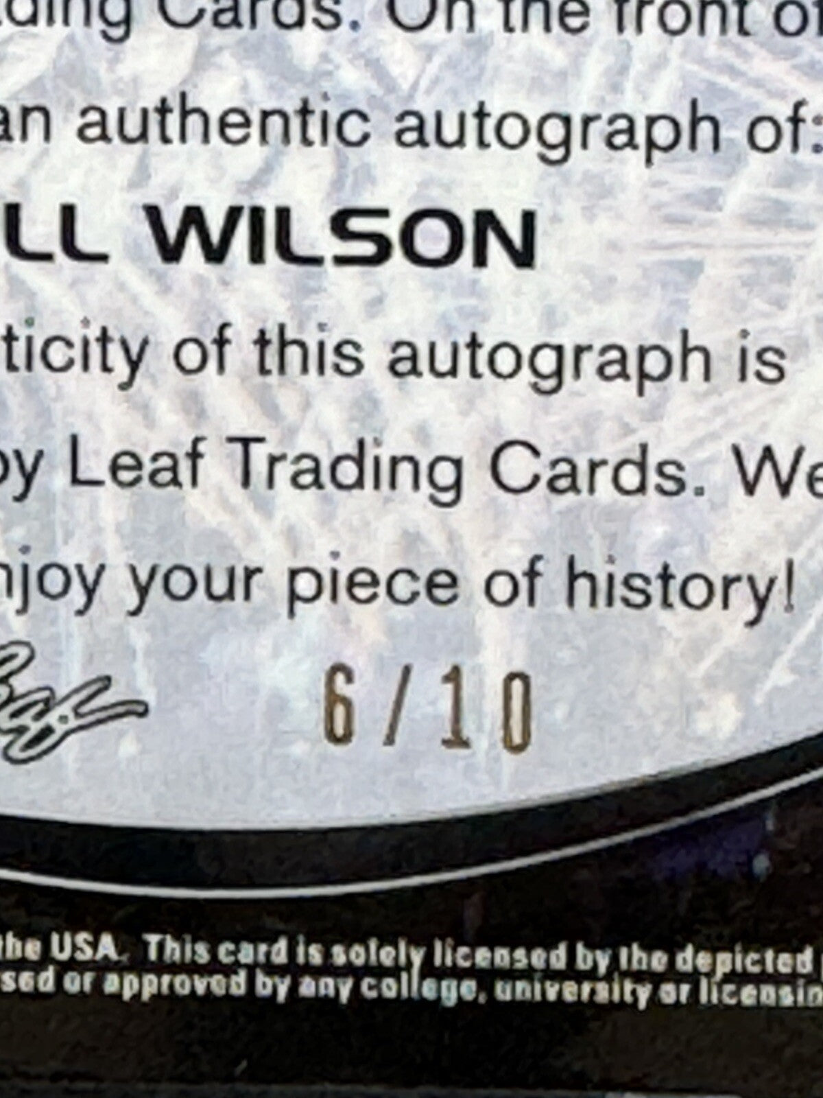 Will Wilson 2019 Leaf Valiant YELLOW GOLD Refractor Autograph Auto #d /10 GIANTS
