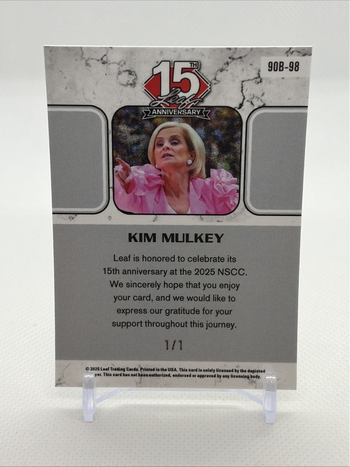 2025 Leaf NSCC 15th Anniversary KIM MULKEY 1/1 Silver Vinyl Circles
