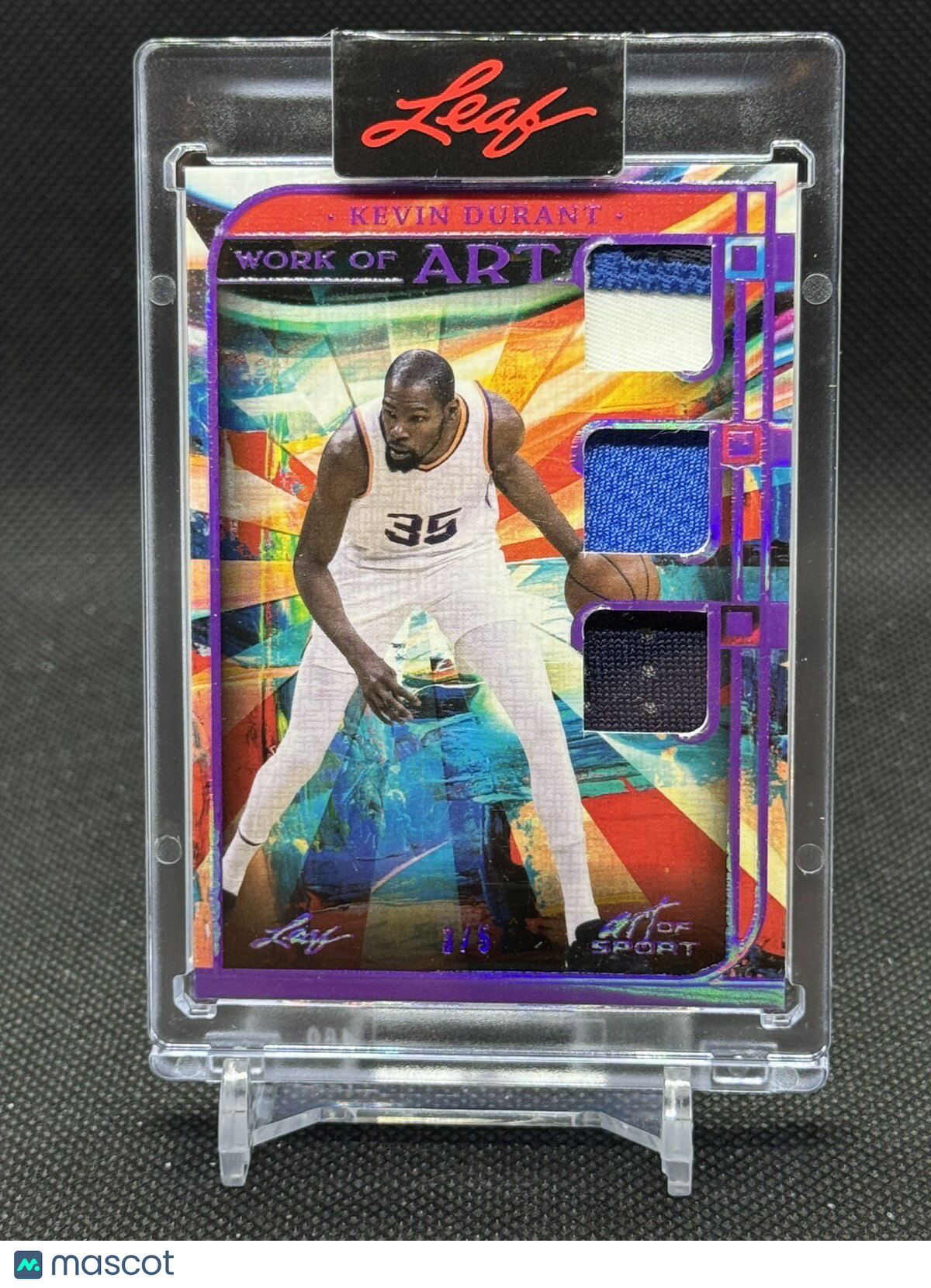 2023 Leaf Art of Sport Work of Art #/5 Kevin Durant Triple Game Used Relic Patch