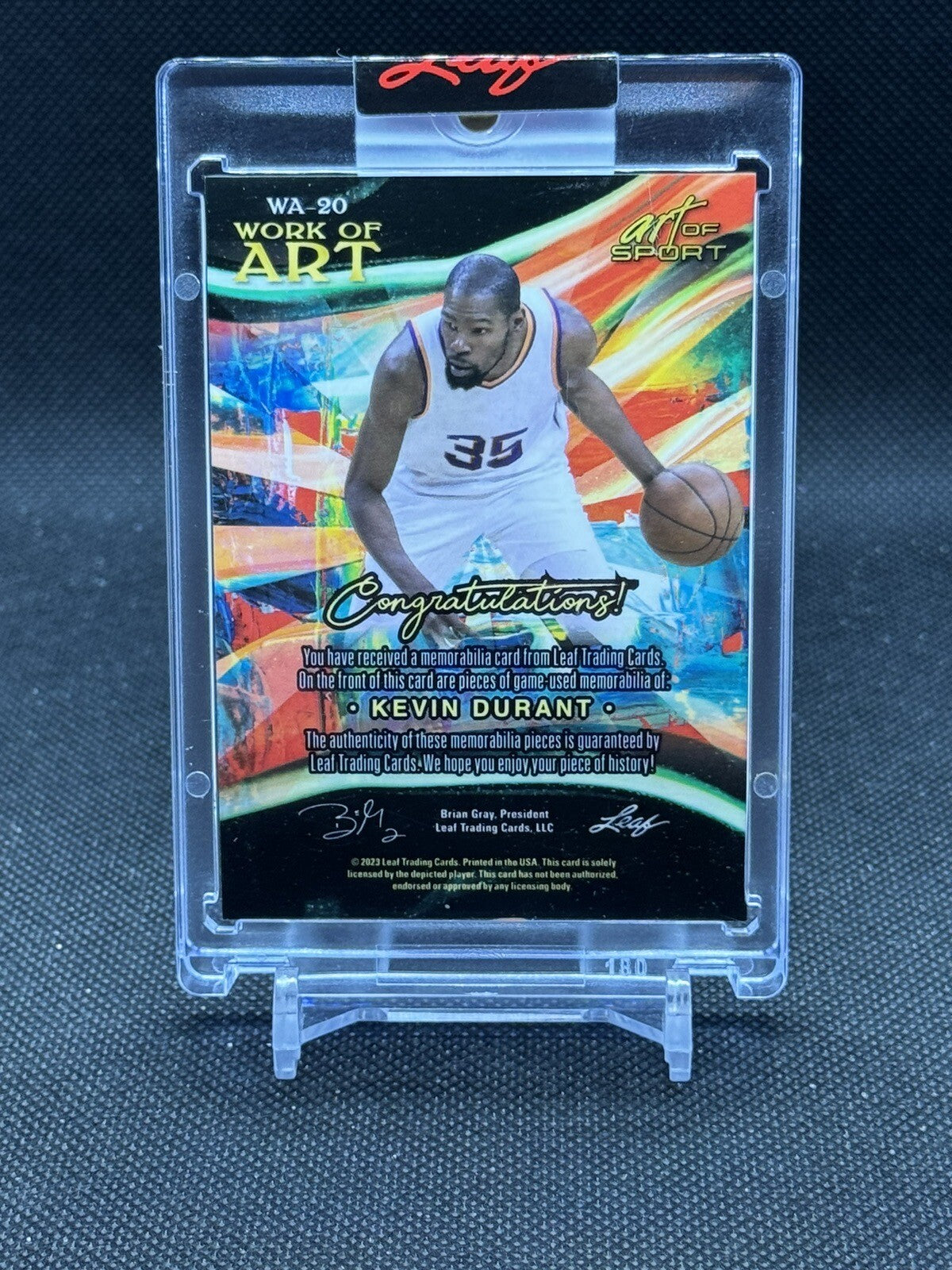2023 Leaf Art of Sport Work of Art #/5 Kevin Durant Triple Game Used Relic Patch