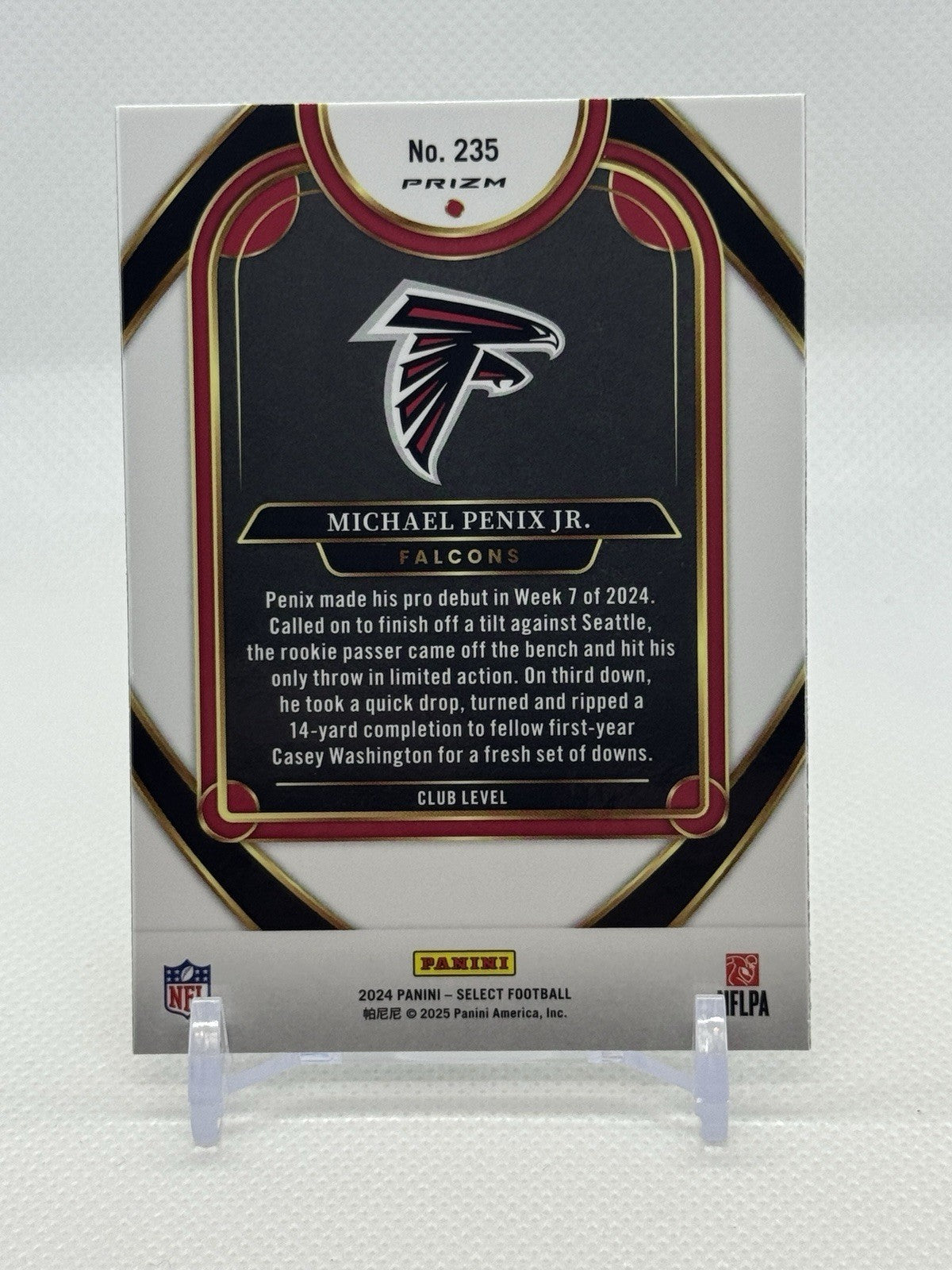 2024 Panini Select #235 Michael Penix Jr. Black & Red Prizm Shock Rookie RC