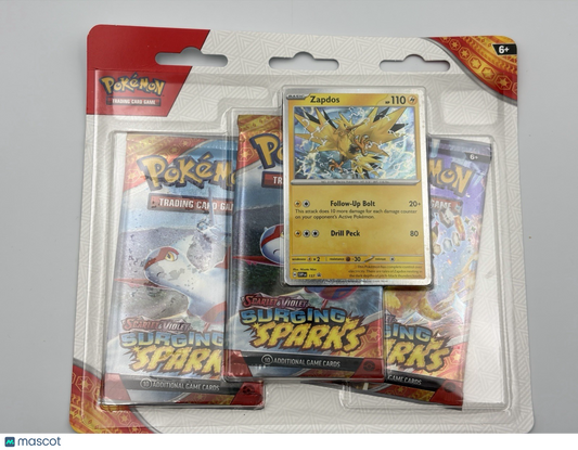 Pokemon  Scarlet & Violet Surging Sparks 3-Pack Blister |Zapdos |