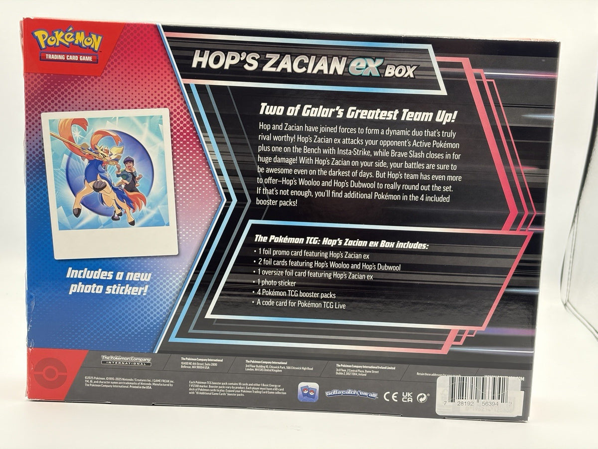 Pokemon TCG Hop's Zacian EX Sealed Box, New USA