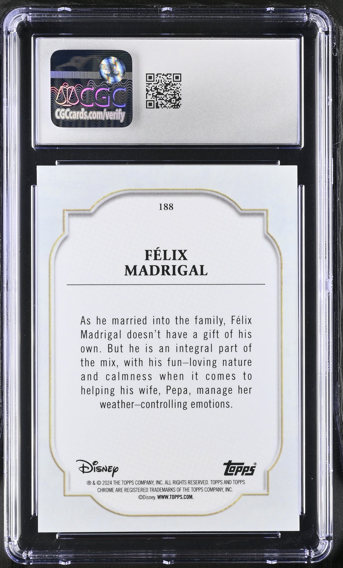 2024 Topps Chrome Disney Black & White Speckle /101 Felix Madrigal CGC 10