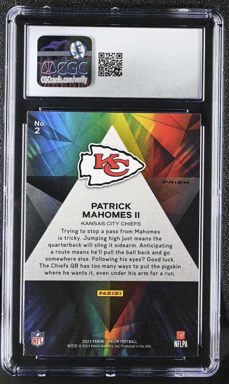2023 Panini Prizm #2 Patrick Mahomes II Prizmatic Green Ice Prizm CGC 9