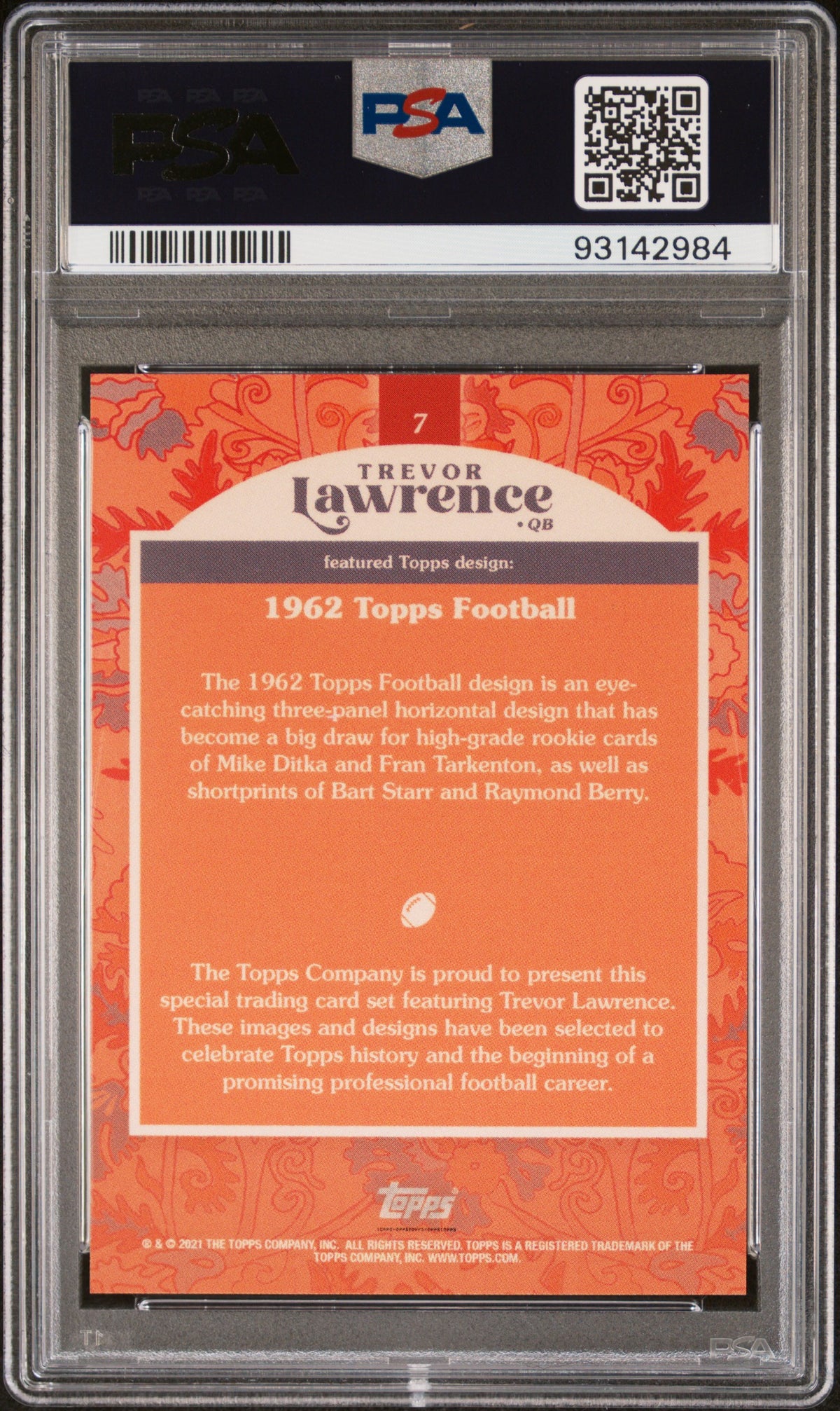 2021 Topps X Trevor Lawrence Trevor Lawrence #7 PSA 10