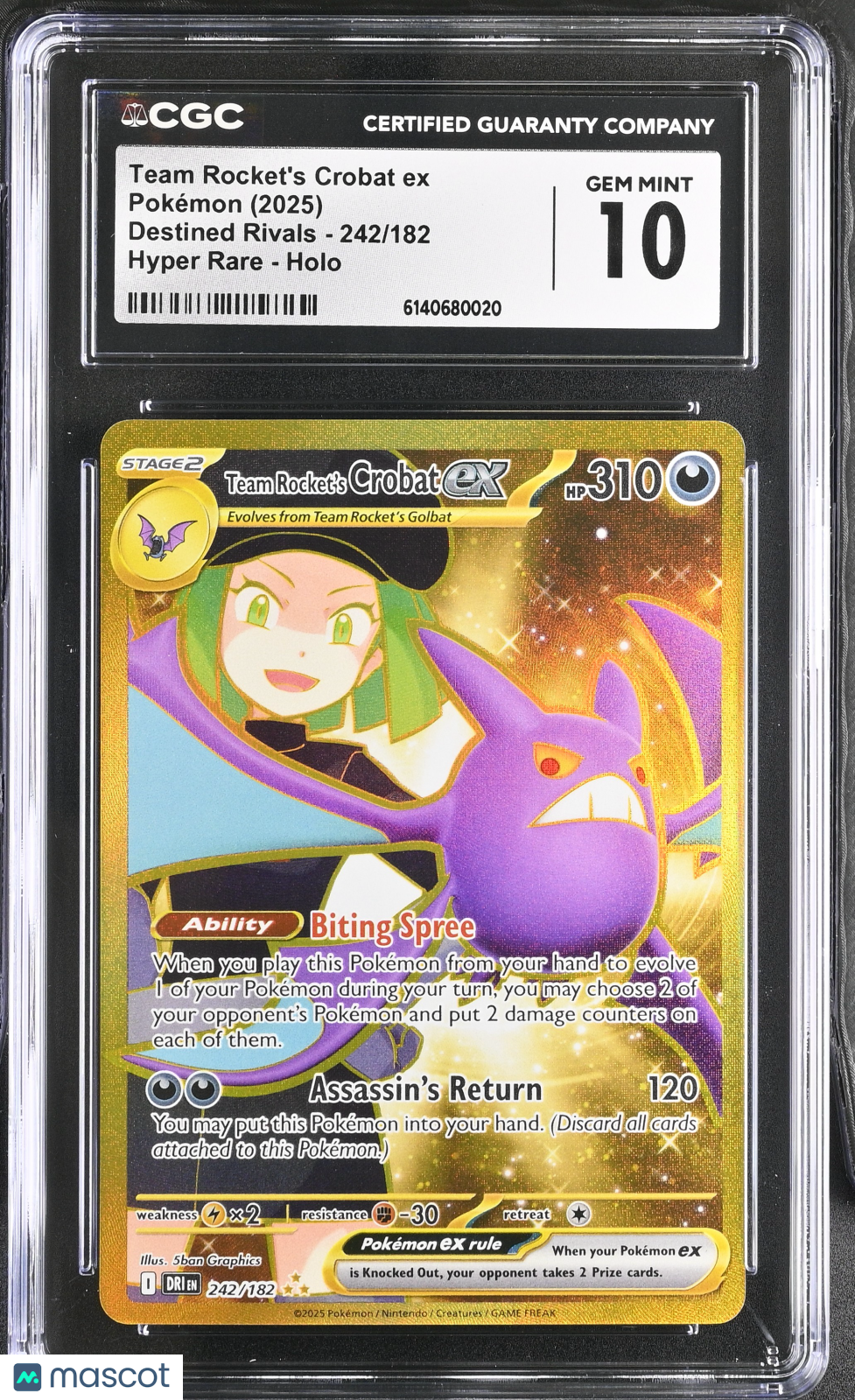 CGC 10 Team Rocket’s Crobat ex 242/182 Hyper Rare Holo Pokemon Card