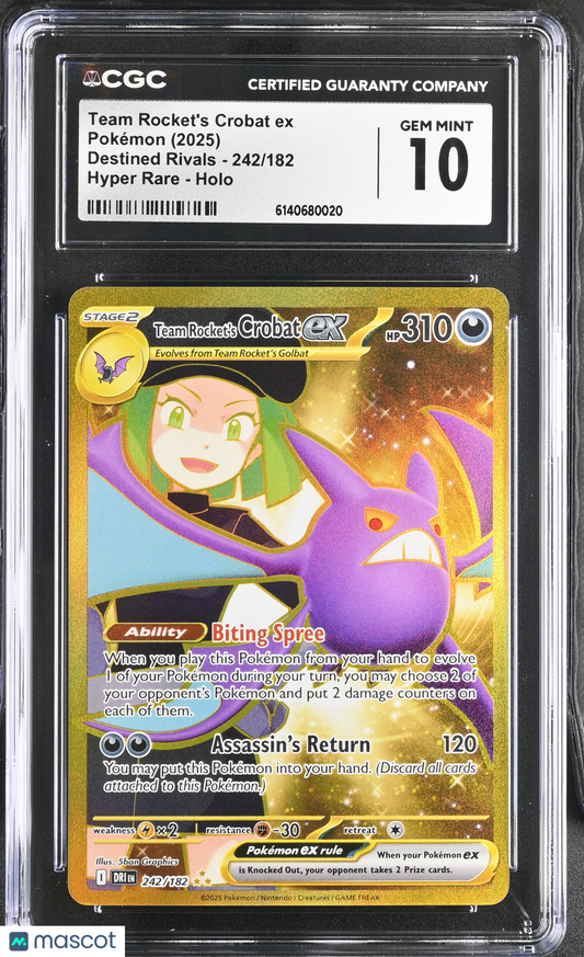 CGC 10 Team Rocket’s Crobat ex 242/182 Hyper Rare Holo Pokemon Card