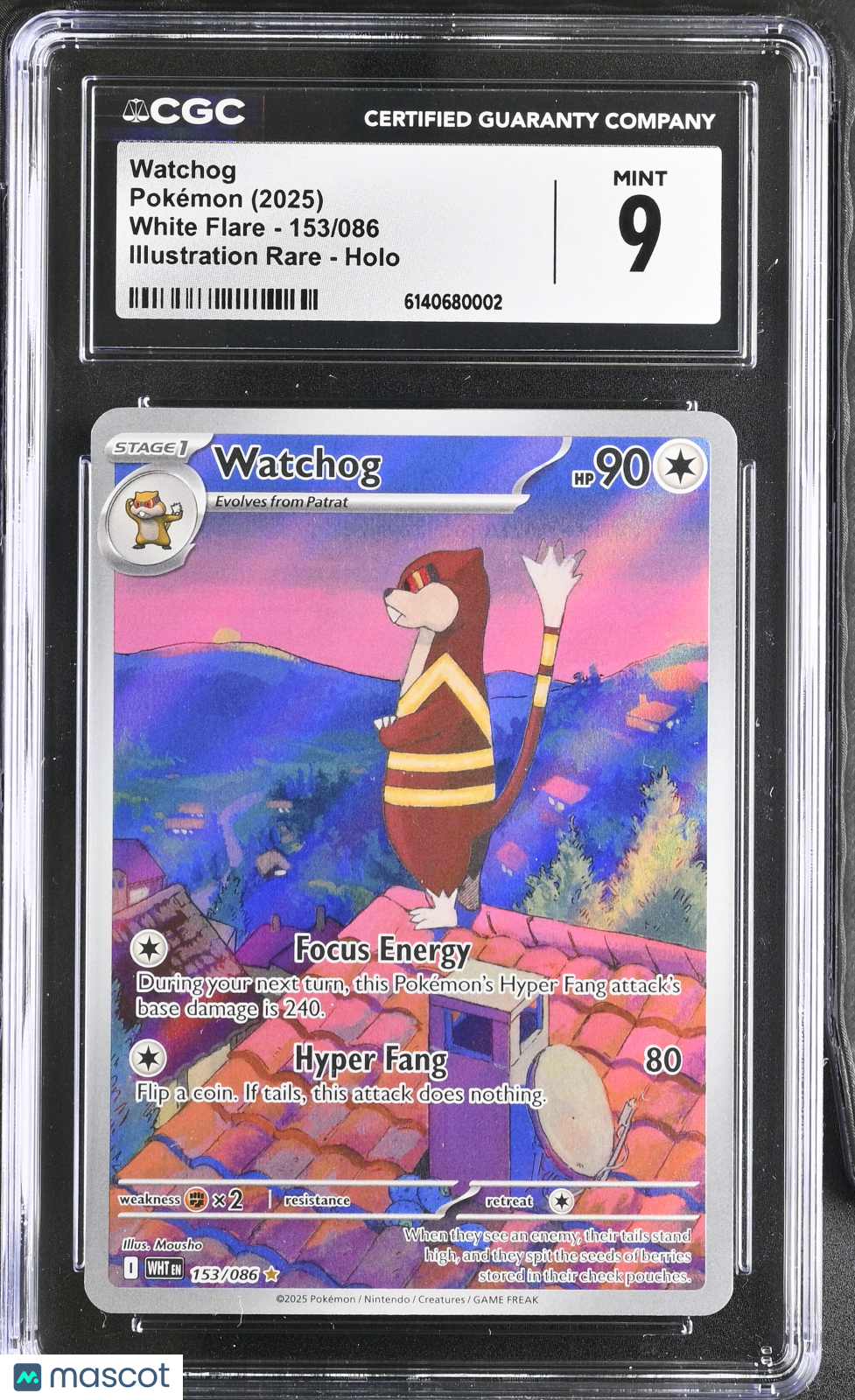 2025 Pokemon White Flare Watchog Holo Illustration Rare CGC 9 #153/086