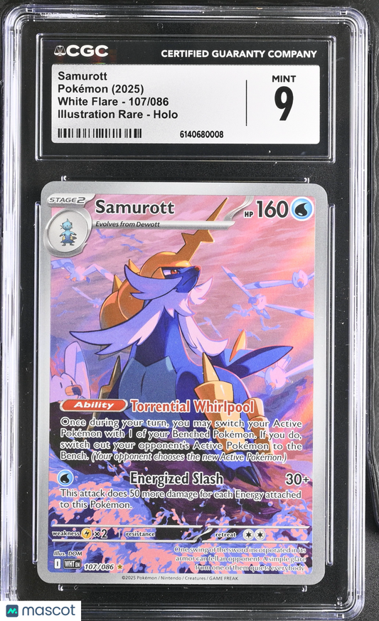 2025 Pokemon White Flare Samurott Holo Illustration Rare CGC 9 #107/086