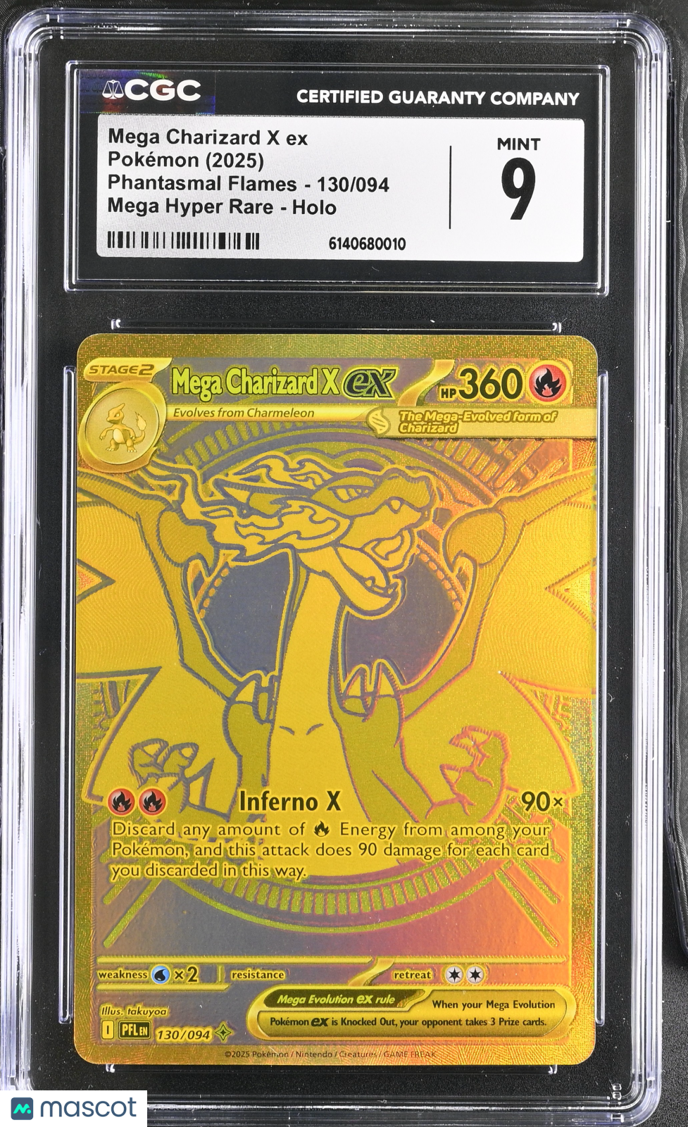 2025 Pokemon Mega Charizard X ex Holo Hyper Rare CGC 9 #130/094